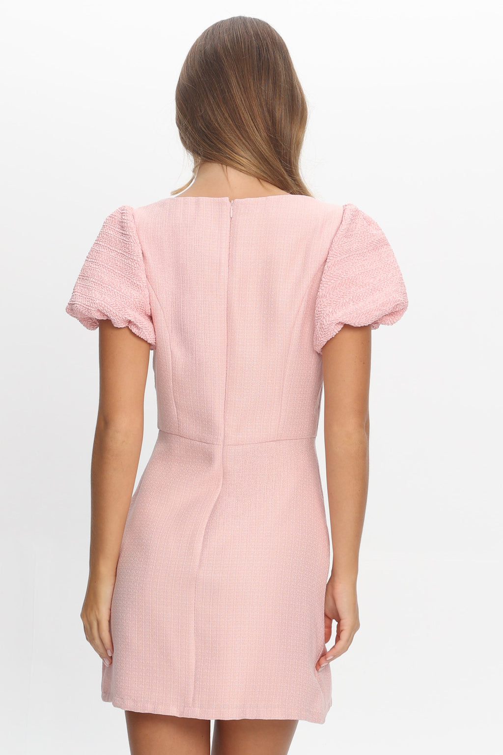 Overheard Puff Sleeve Mini Dress Pink by Selfie Leslie Australia