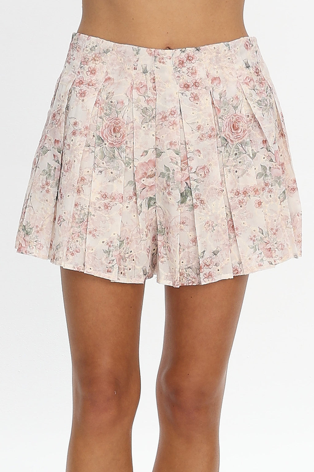 Terra Box Pleat Shorts Red Floral