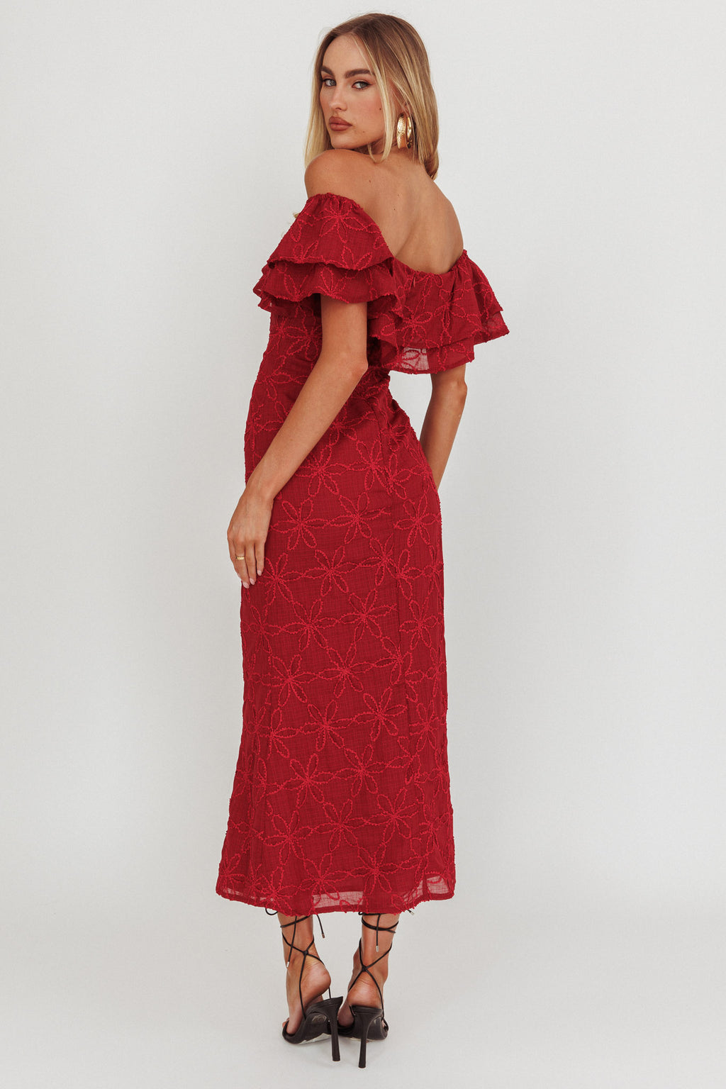 Beauty Within Off-Shoulder Maxi Dress Wine by Selfie Leslie Australia