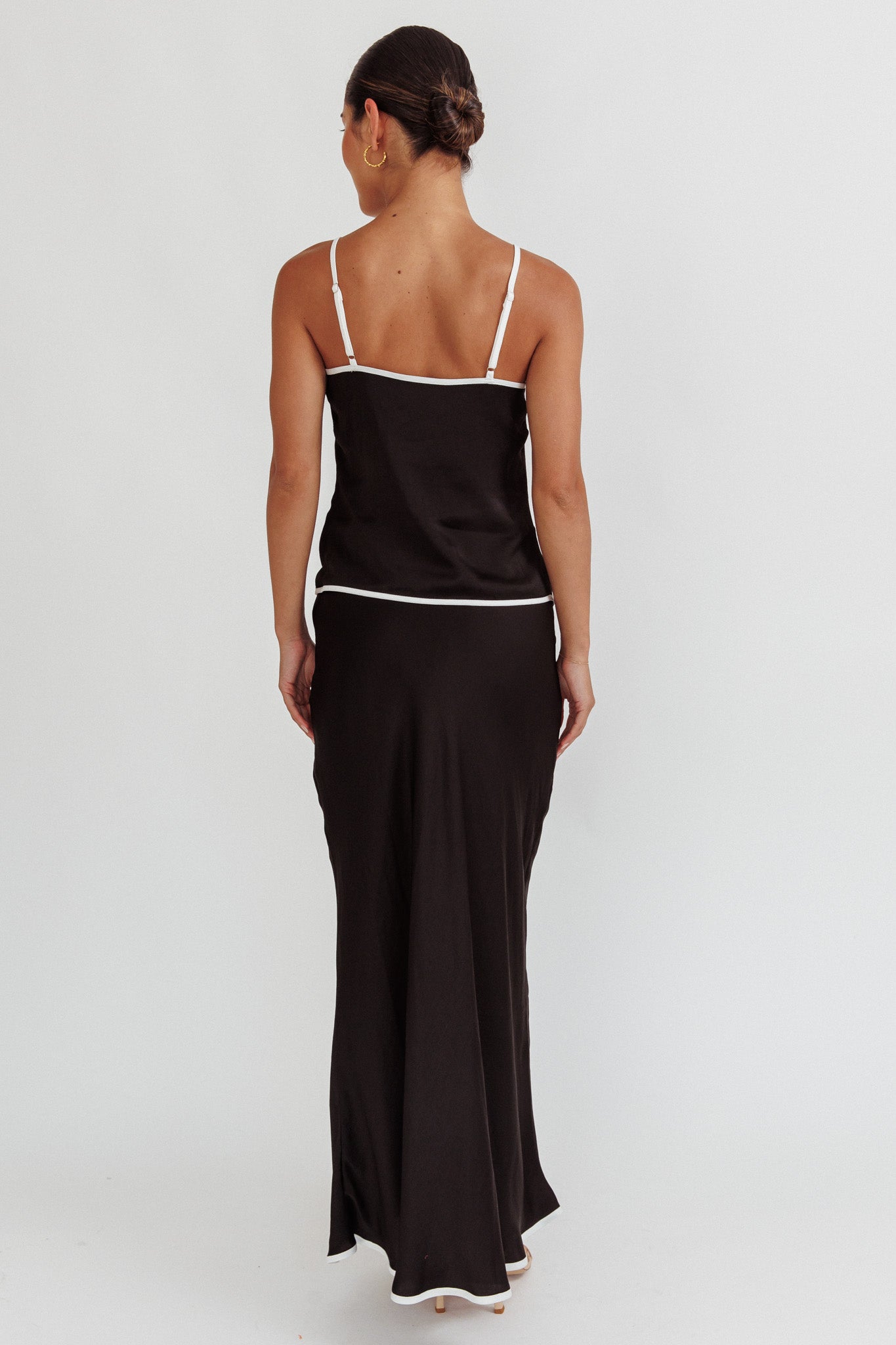 Only One Contrast Trim Maxi Skirt Black by Selfie Leslie Australia