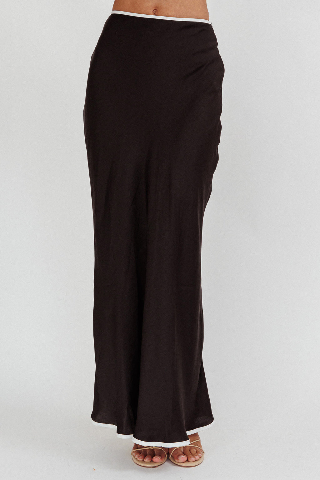 Only One Contrast Trim Maxi Skirt Black by Selfie Leslie Australia