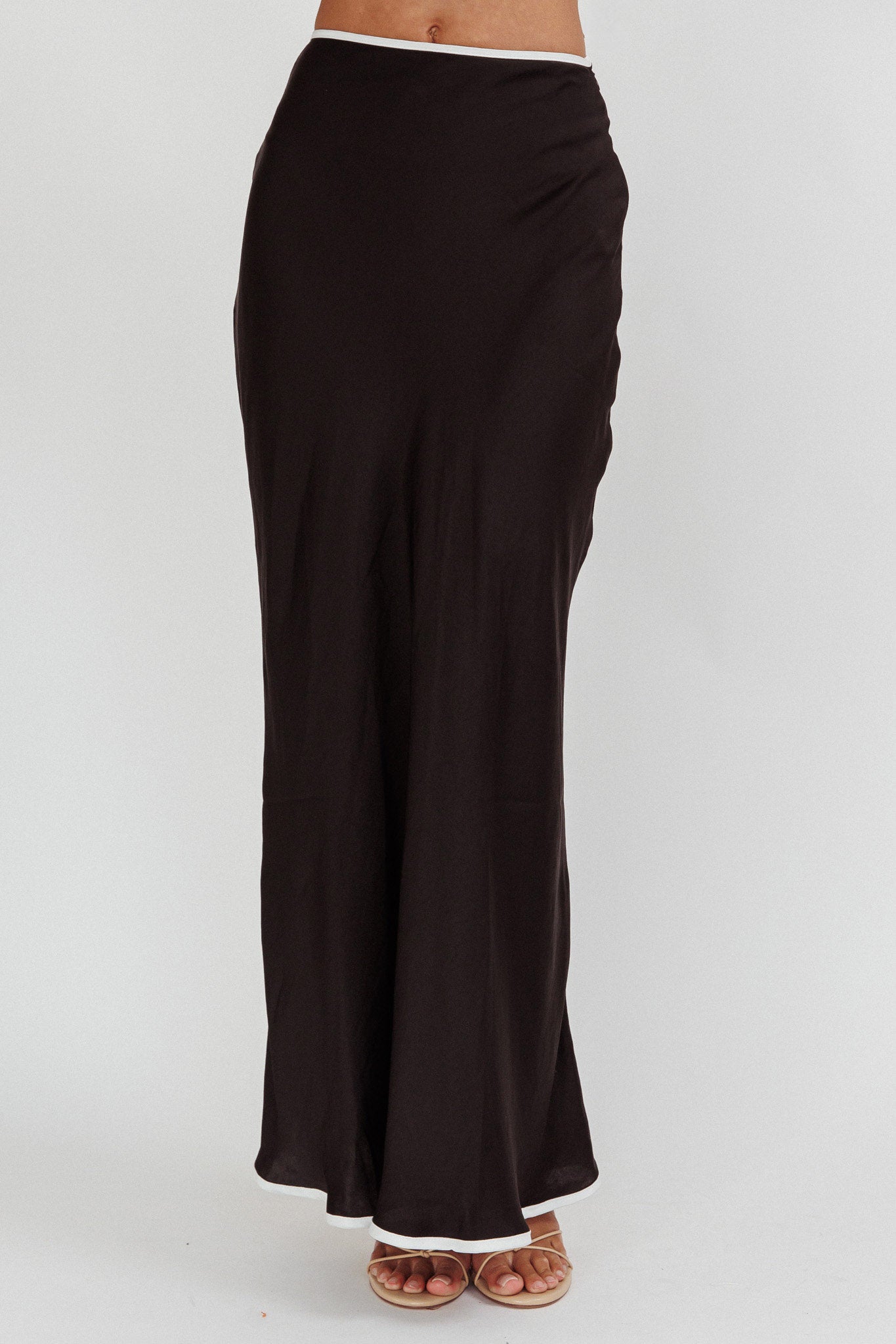 Only One Contrast Trim Maxi Skirt Black by Selfie Leslie Australia