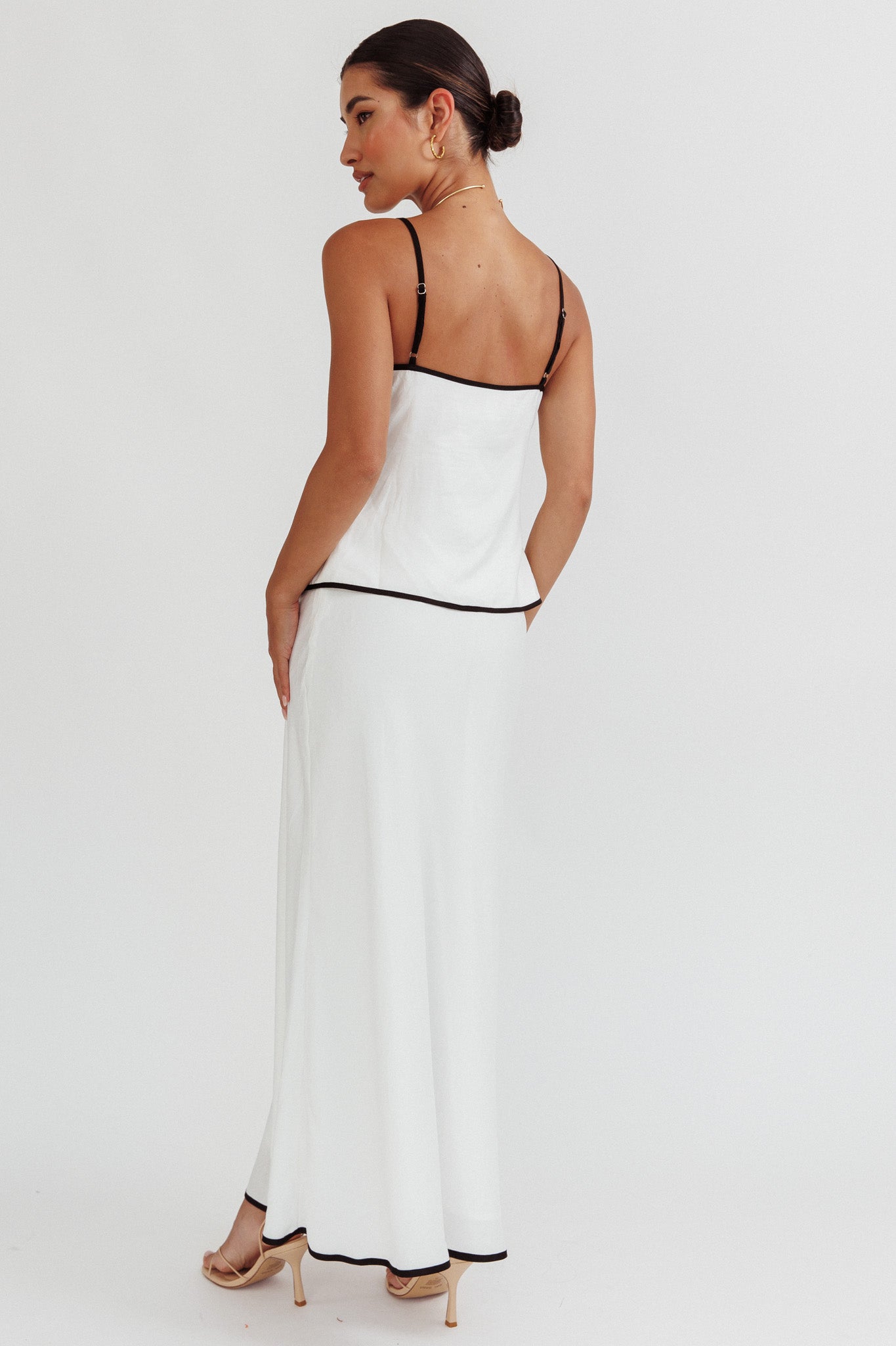 Only One Contrast Trim Maxi Skirt White by Selfie Leslie Australia