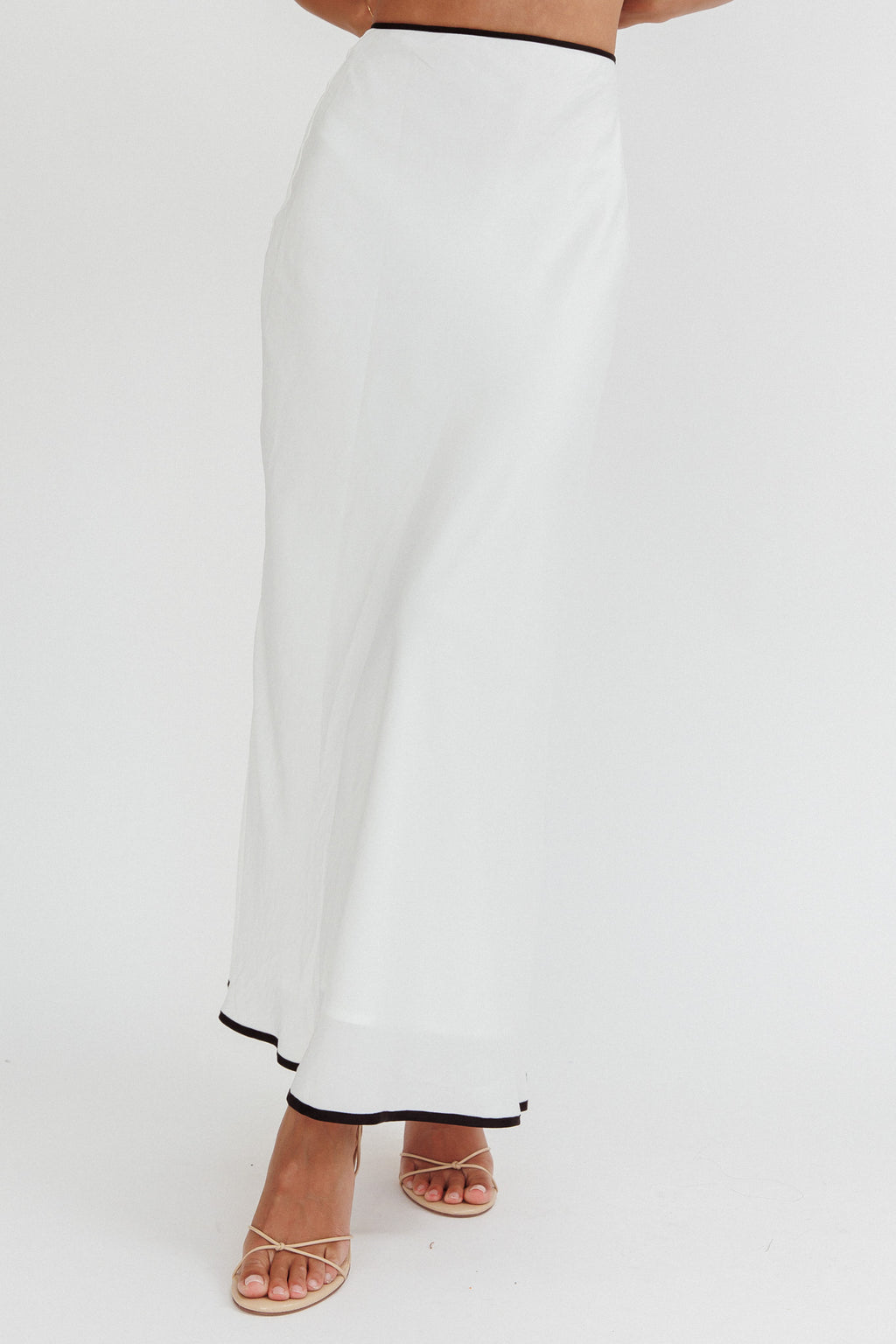 Only One Contrast Trim Maxi Skirt White by Selfie Leslie Australia