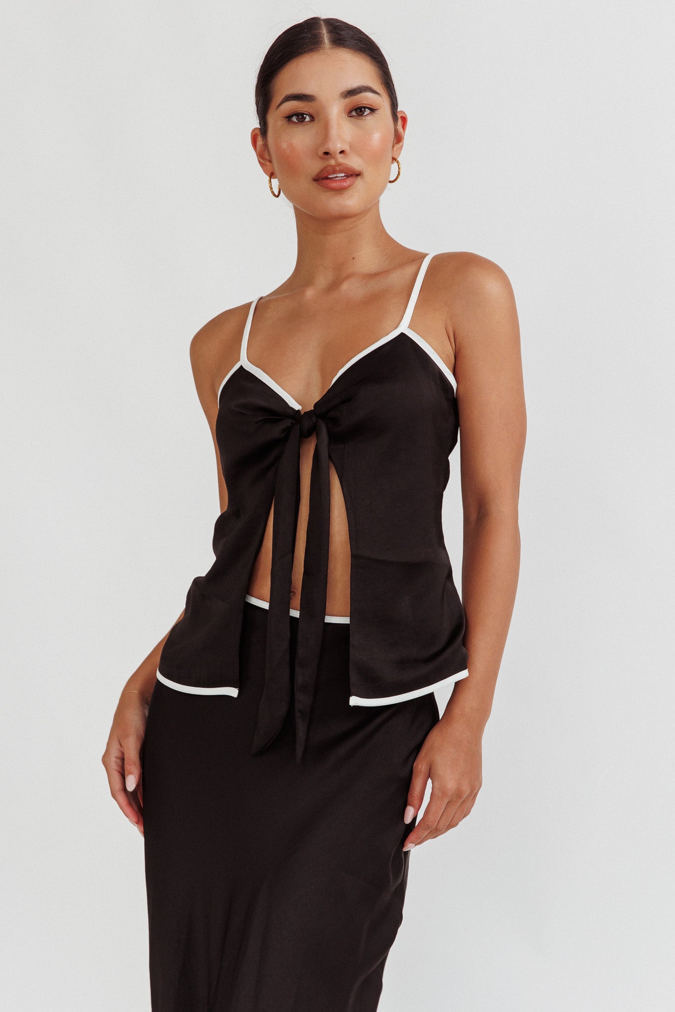 Only One Tie Front Top Black by Selfie Leslie Australia