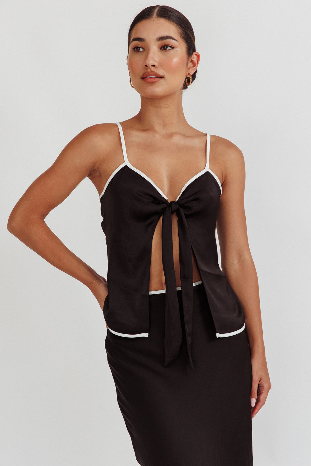 Only One Tie Front Top Black by Selfie Leslie Australia