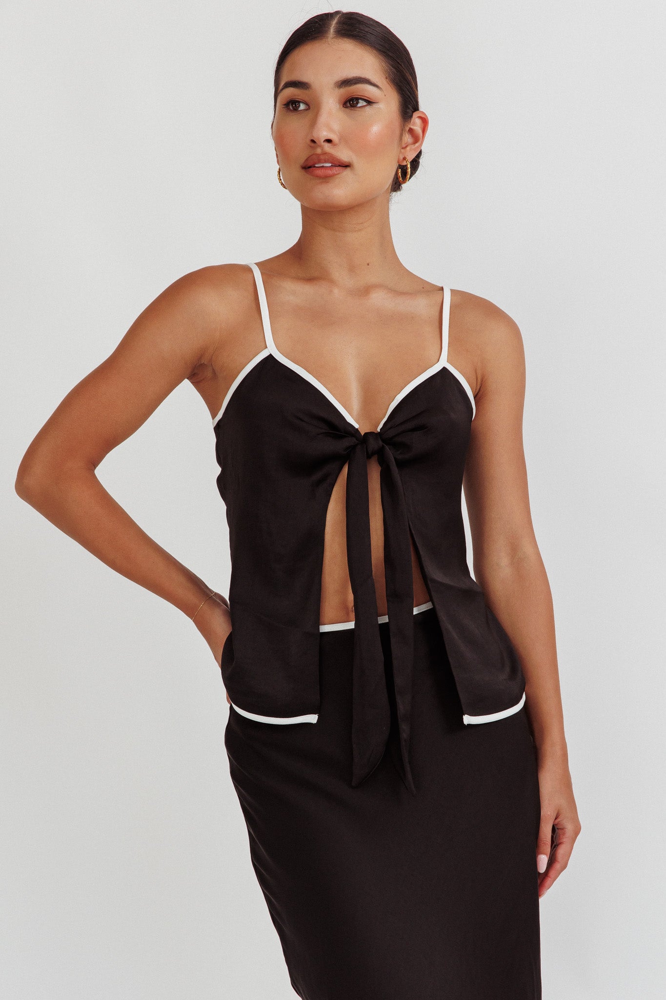 Only One Tie Front Top Black by Selfie Leslie Australia