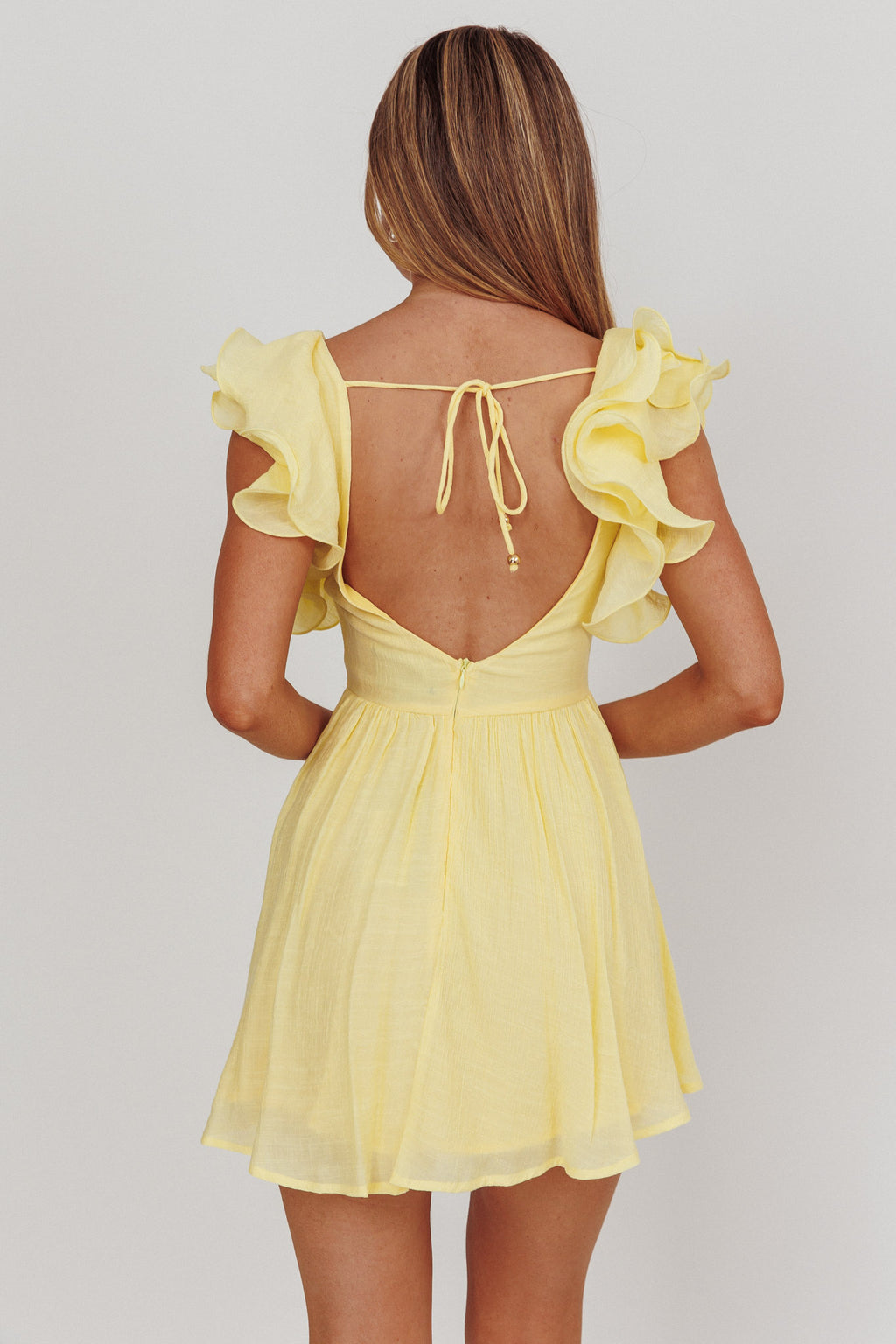 Sunday Dreams Ruffle Strap Mini Dress Yellow by Selfie Leslie Australia