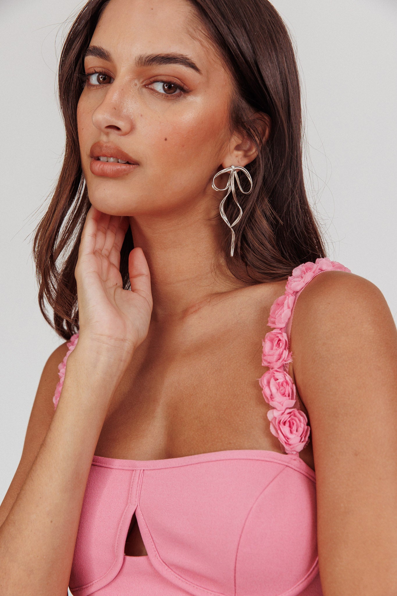 Marteen Rosette Strap Midi Dress Pink by Selfie Leslie Australia