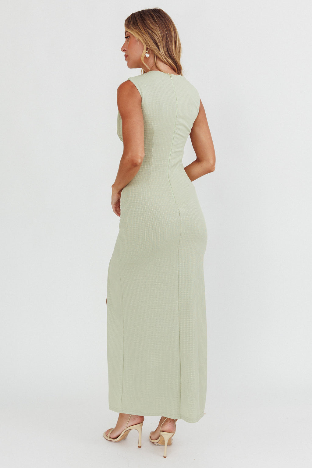 Daleela Asymmetric Neckline Maxi Dress Sage by Selfie Leslie Australia