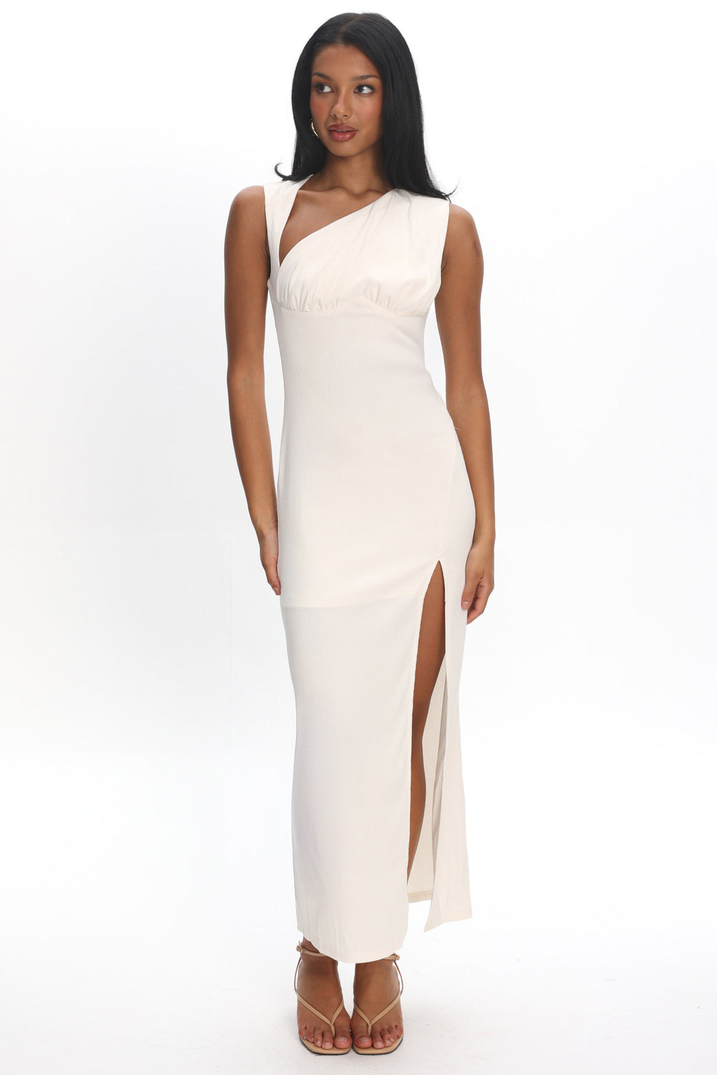 Daleela Asymmetric Neckline Maxi Dress Vanilla by Selfie Leslie Australia