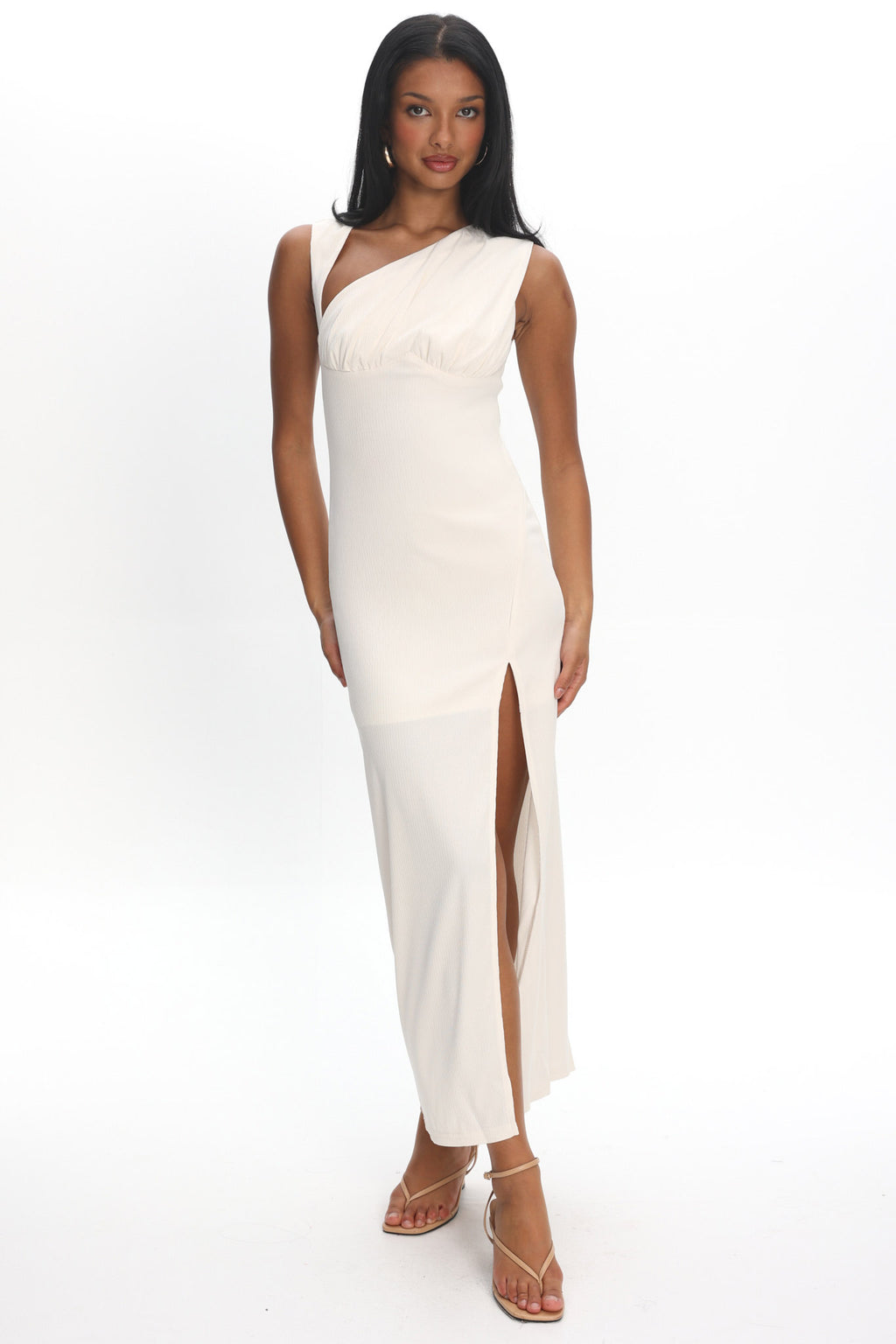 Daleela Asymmetric Neckline Maxi Dress Vanilla by Selfie Leslie Australia