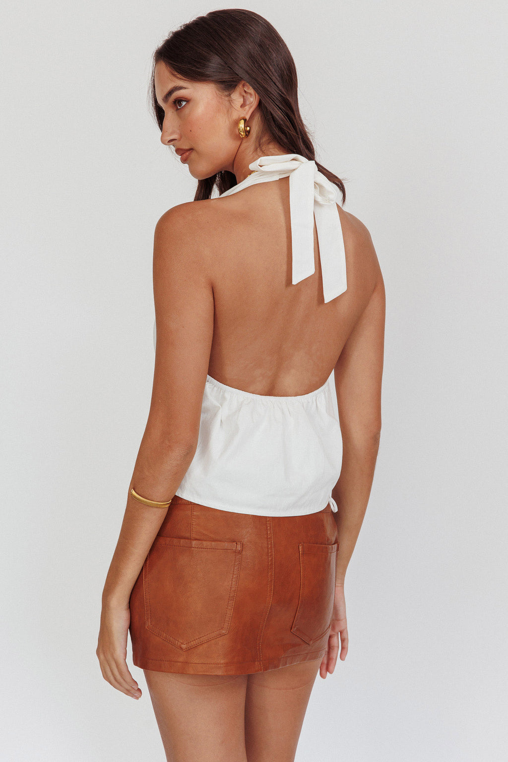 Zoriah Twist Bust Halterneck Top White by Selfie Leslie Australia