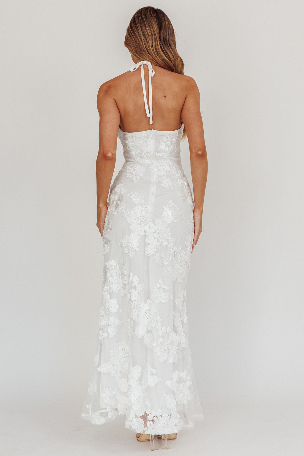 Your Affections Rosette Ribbon Embellished Maxi Dress White by Selfie Leslie Australia