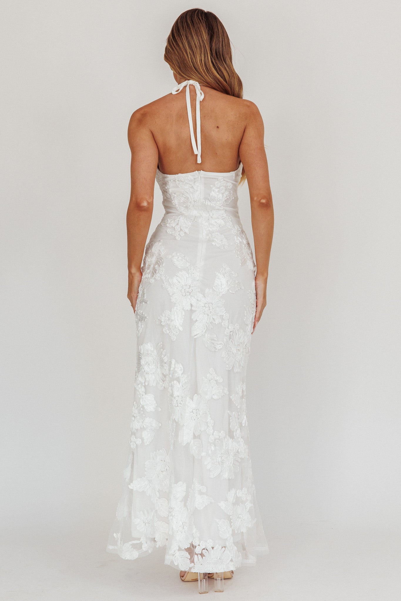 Your Affections Rosette Ribbon Embellished Maxi Dress White by Selfie Leslie Australia
