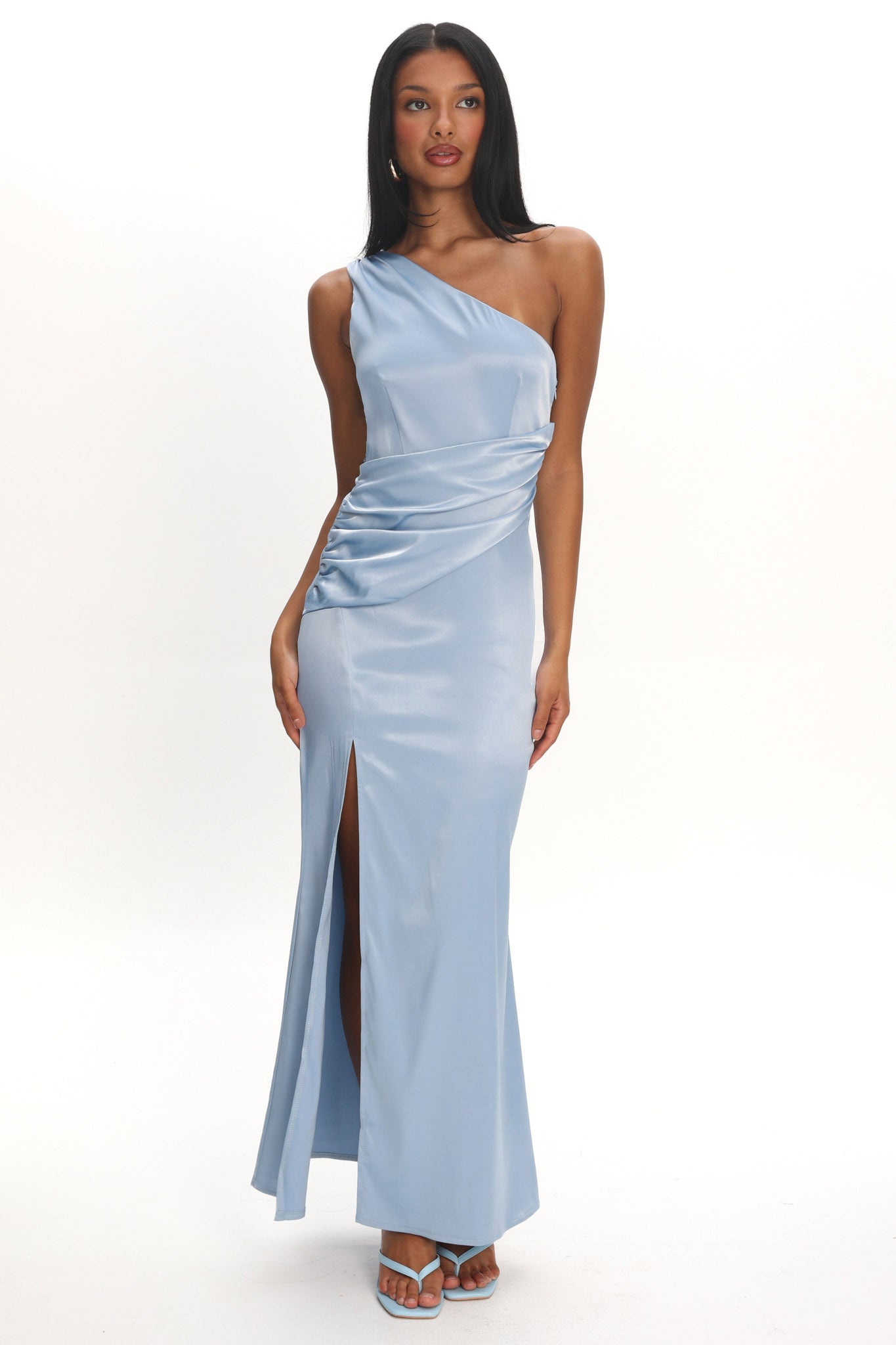 Taniesha One-Shoulder Gathered Maxi Dress Steel Blue | Selfie Leslie Australia Taniesha One-Shoulder Gathered Maxi Dress Steel Blue | Selfie Leslie Australia