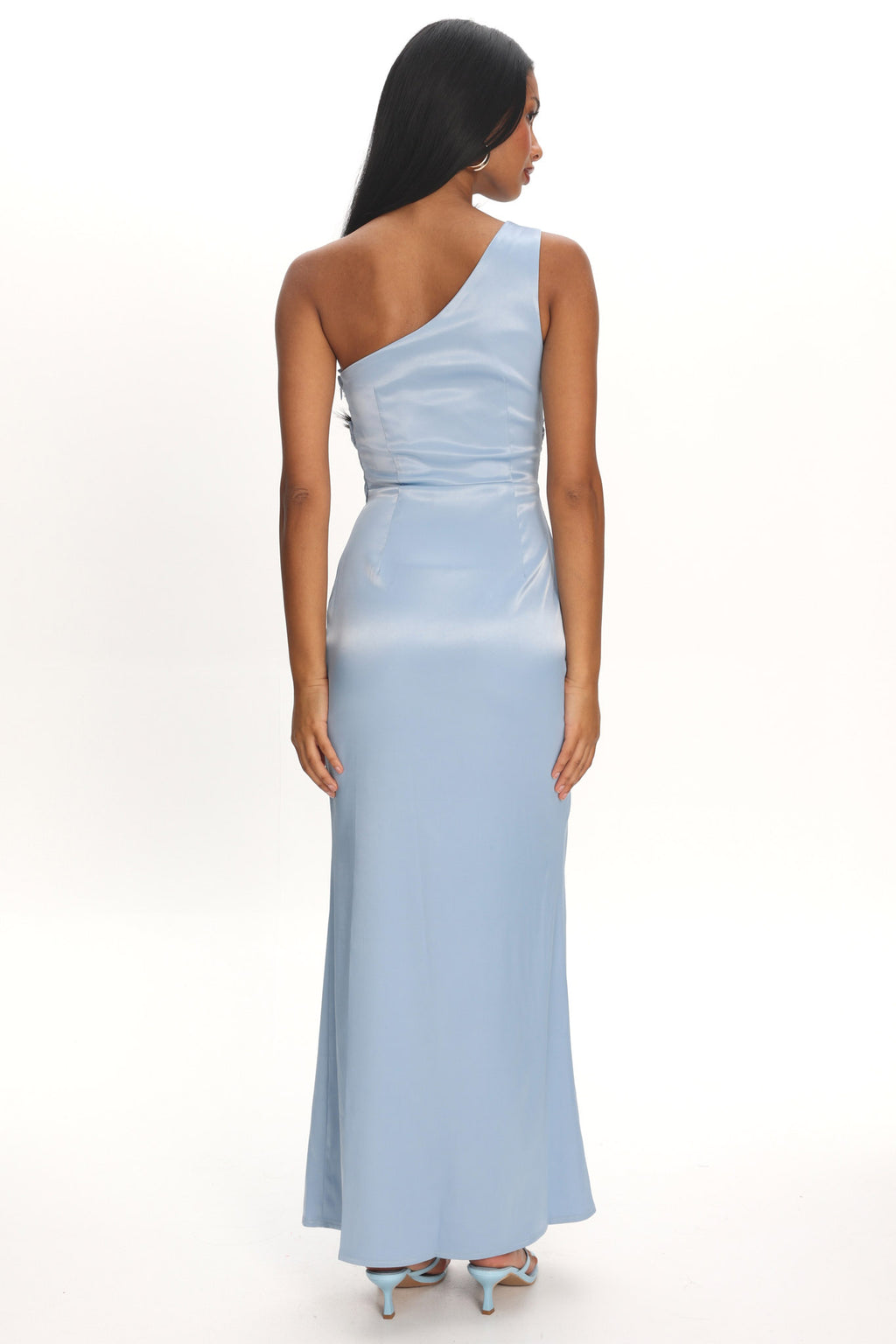 Taniesha One-Shoulder Gathered Maxi Dress Steel Blue by Selfie Leslie Australia