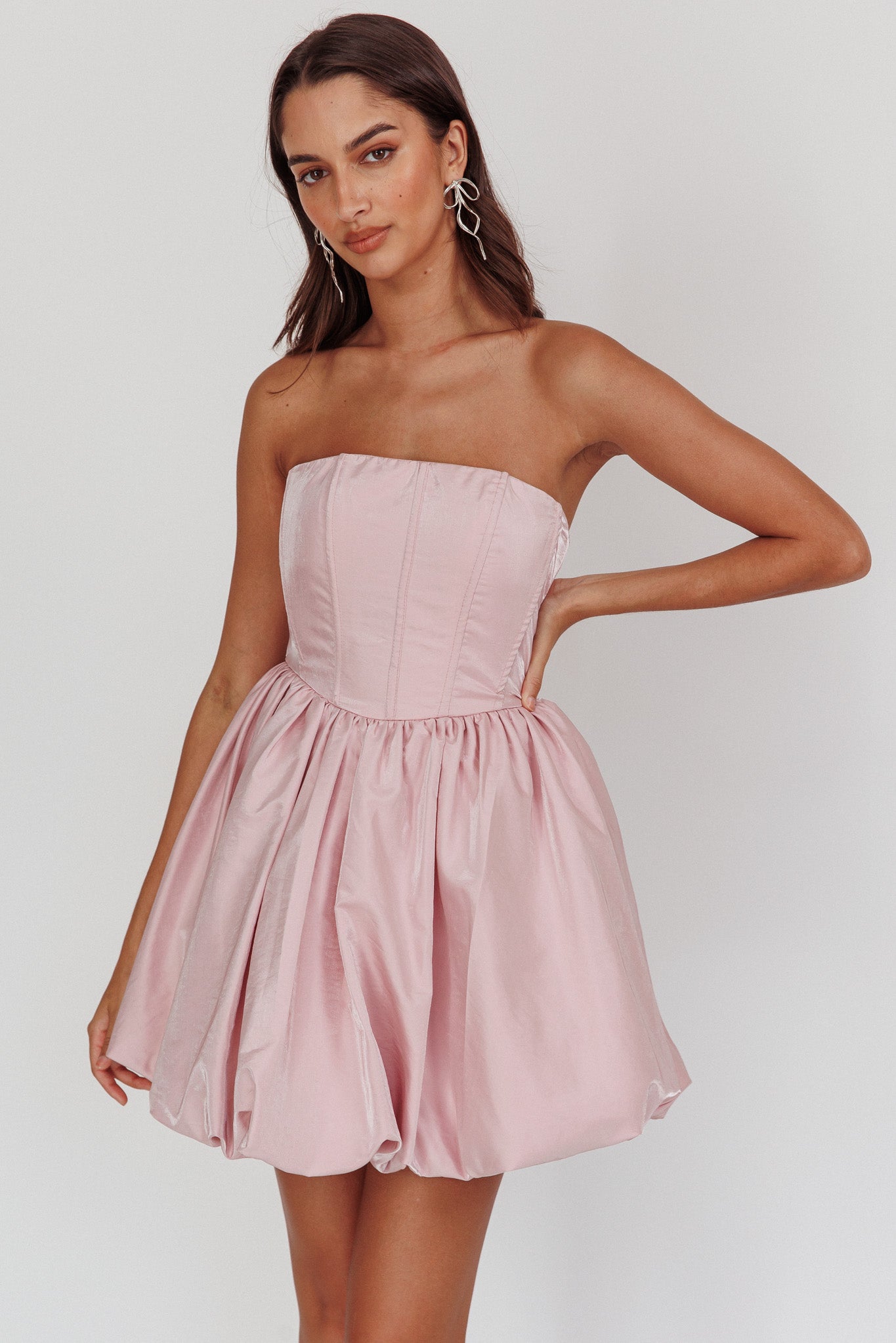Radiant Strapless Bubble Mini Dress Pink by Selfie Leslie Australia