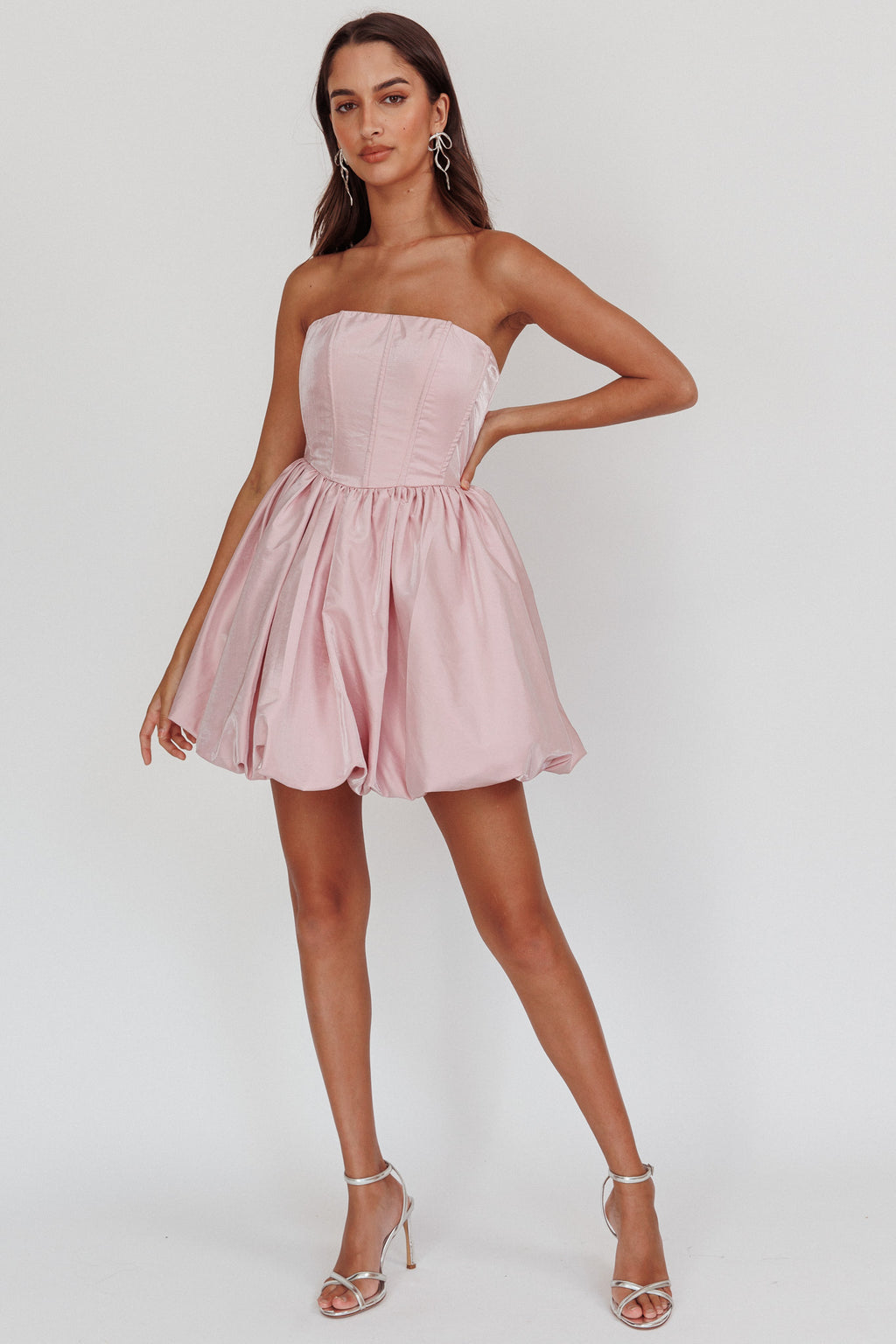Radiant Strapless Bubble Mini Dress Pink by Selfie Leslie Australia