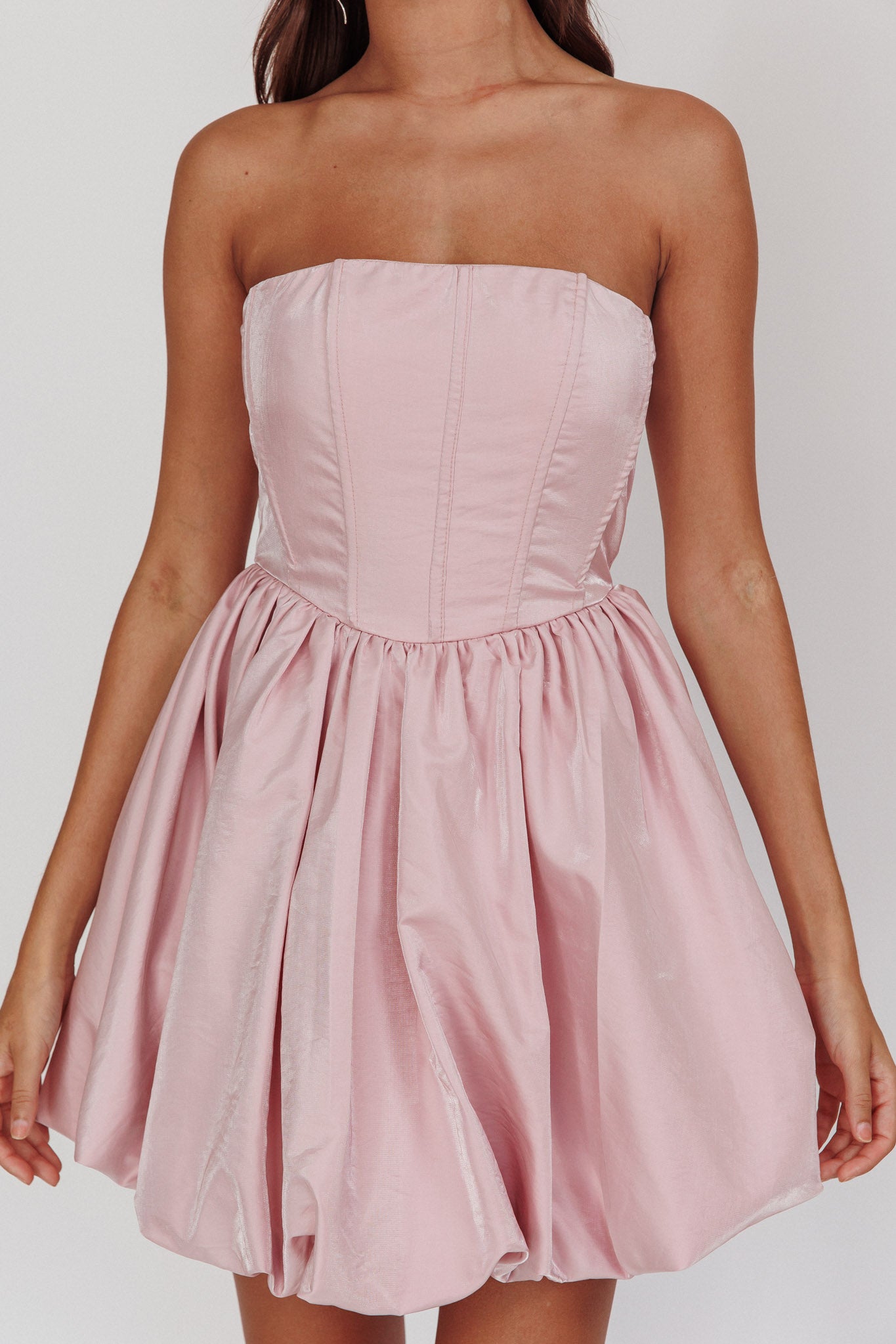 Radiant Strapless Bubble Mini Dress Pink by Selfie Leslie Australia