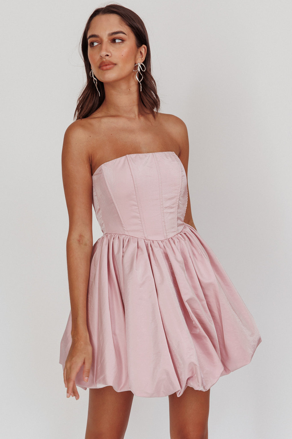 Radiant Strapless Bubble Mini Dress Pink by Selfie Leslie Australia