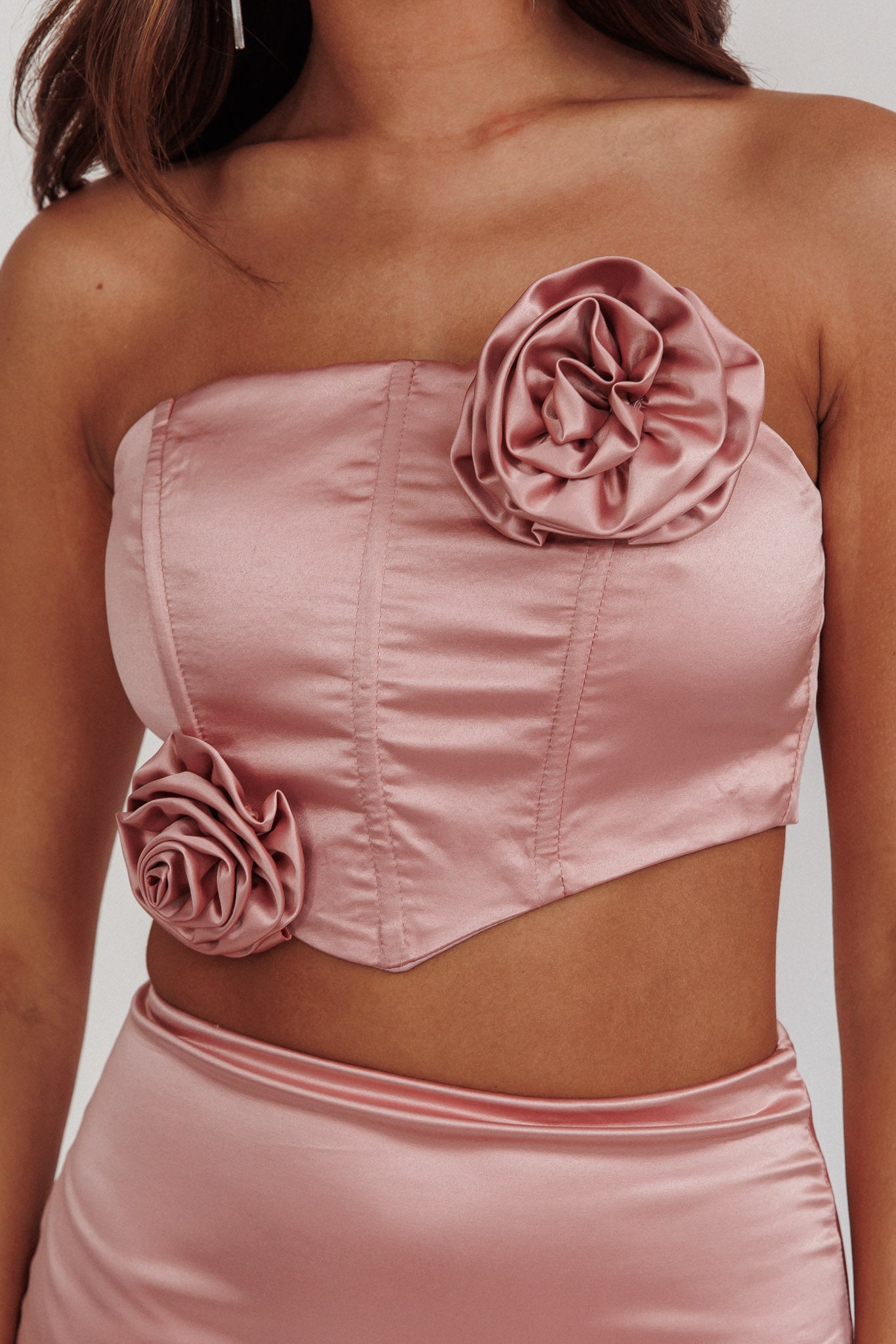 Like A Dove Rosette Corset Top Mauve by Selfie Leslie Australia