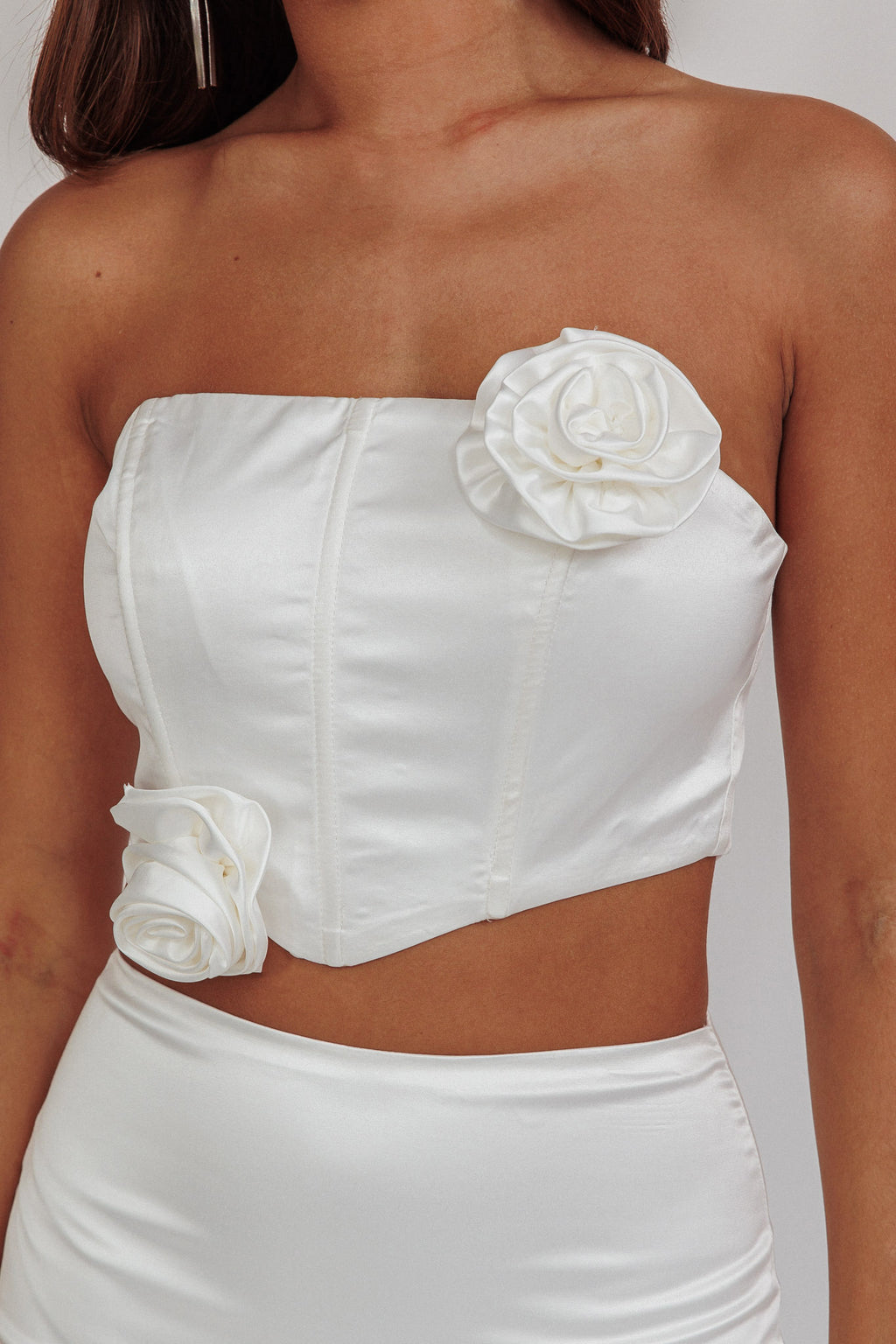 Like A Dove Rosette Corset Top Oyster by Selfie Leslie Australia
