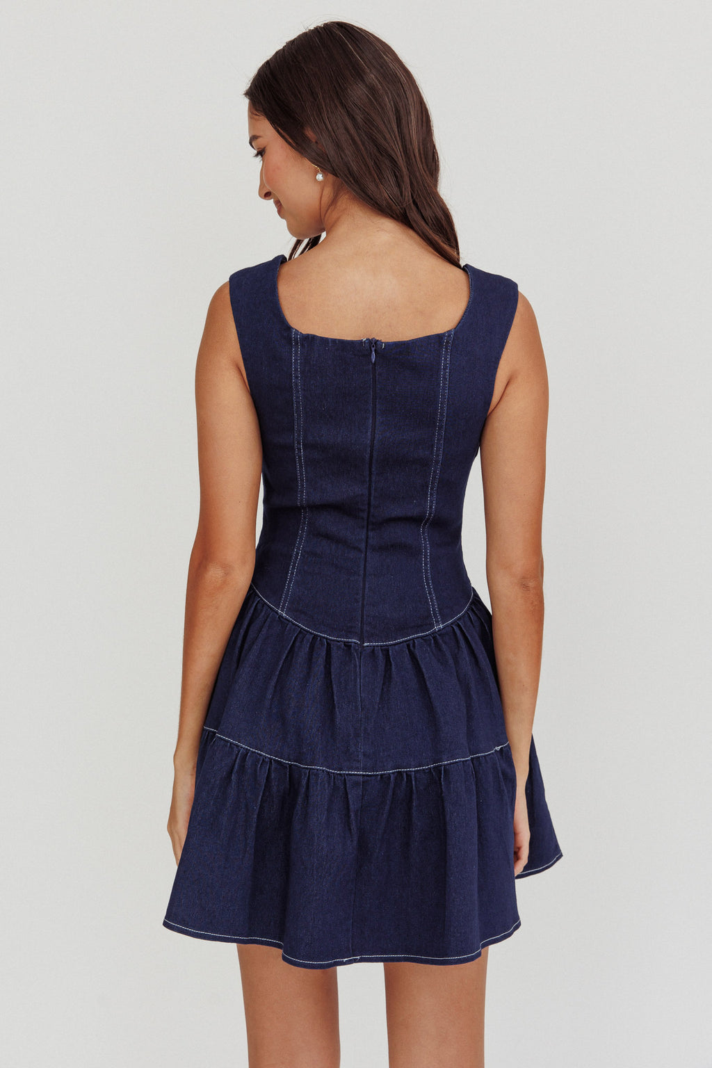 Deep Dive Square Neck Mini Dress Indigo by Selfie Leslie Australia