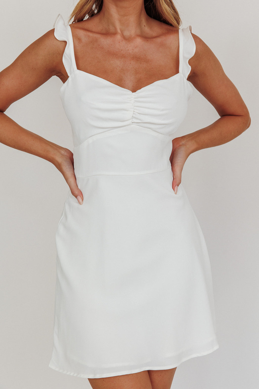 Camille A-line Mini Dress White by Selfie Leslie Australia