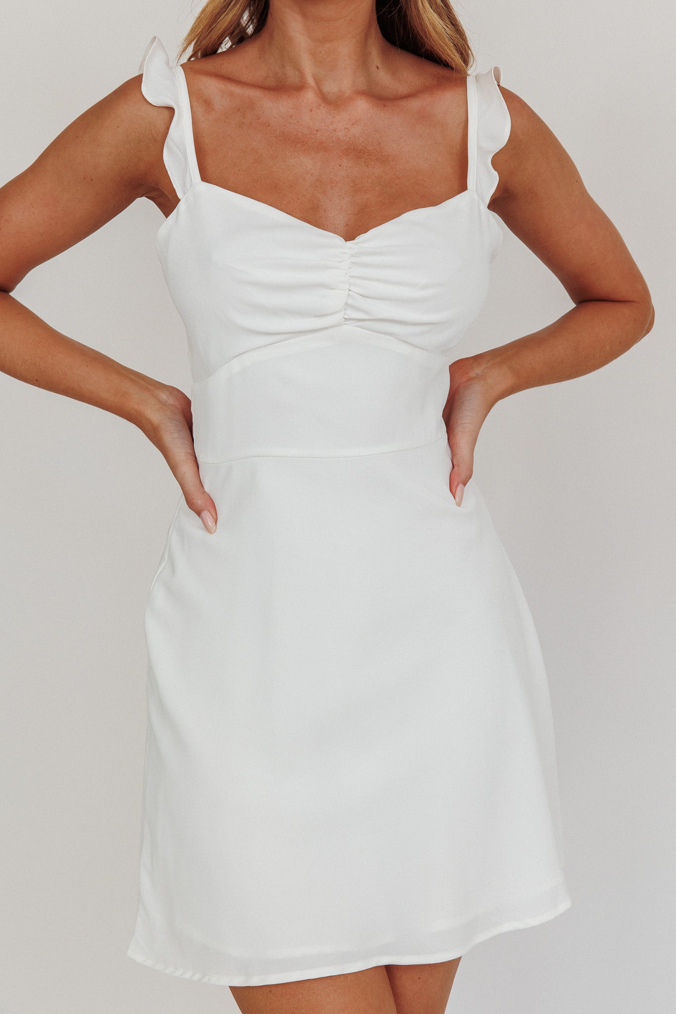 Camille A-line Mini Dress White by Selfie Leslie Australia