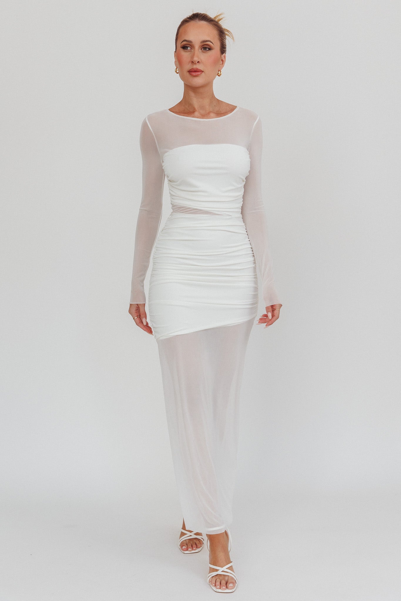 Harpa Mesh Maxi Dress White by Selfie Leslie Australia