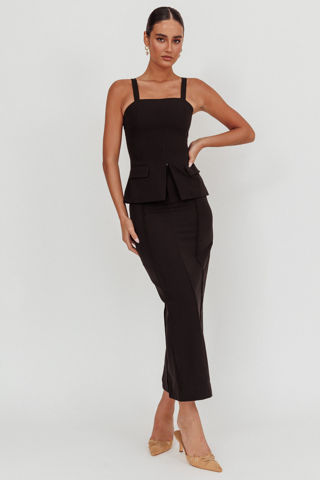 Like I Do Front Zip Sleeveless Top Black by Selfie Leslie Australia