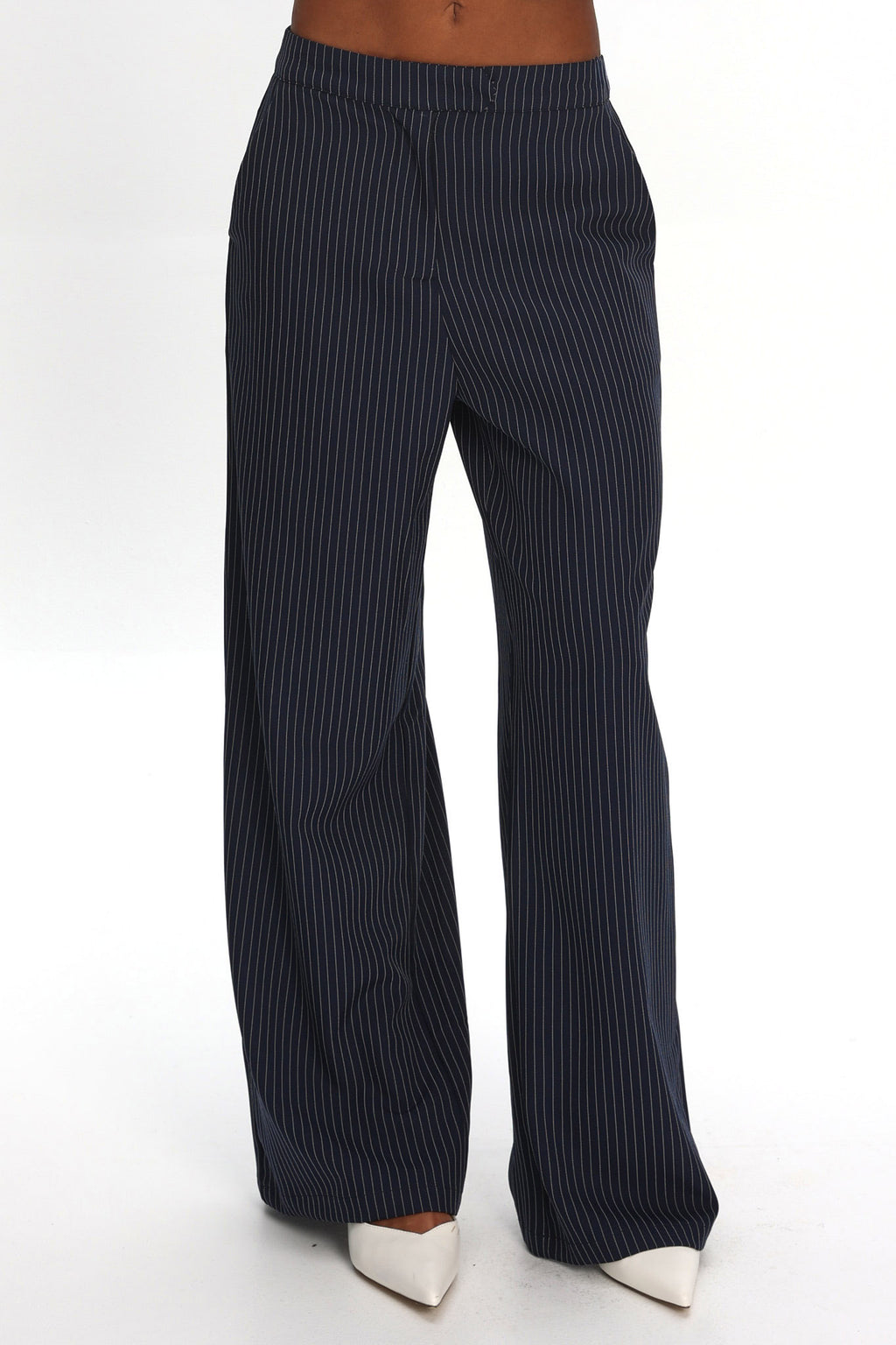 Like I Do Wide Leg Pants Pinstripe Navy by Selfie Leslie Australia