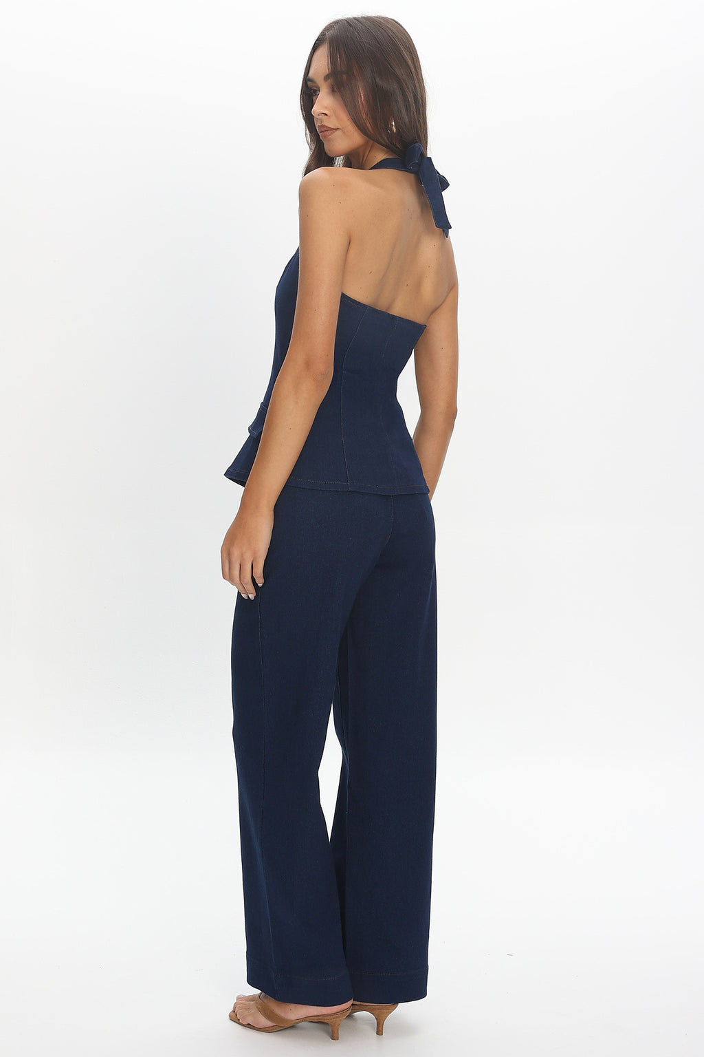 Route 66 Zip Wide Leg Trousers Denim Blue