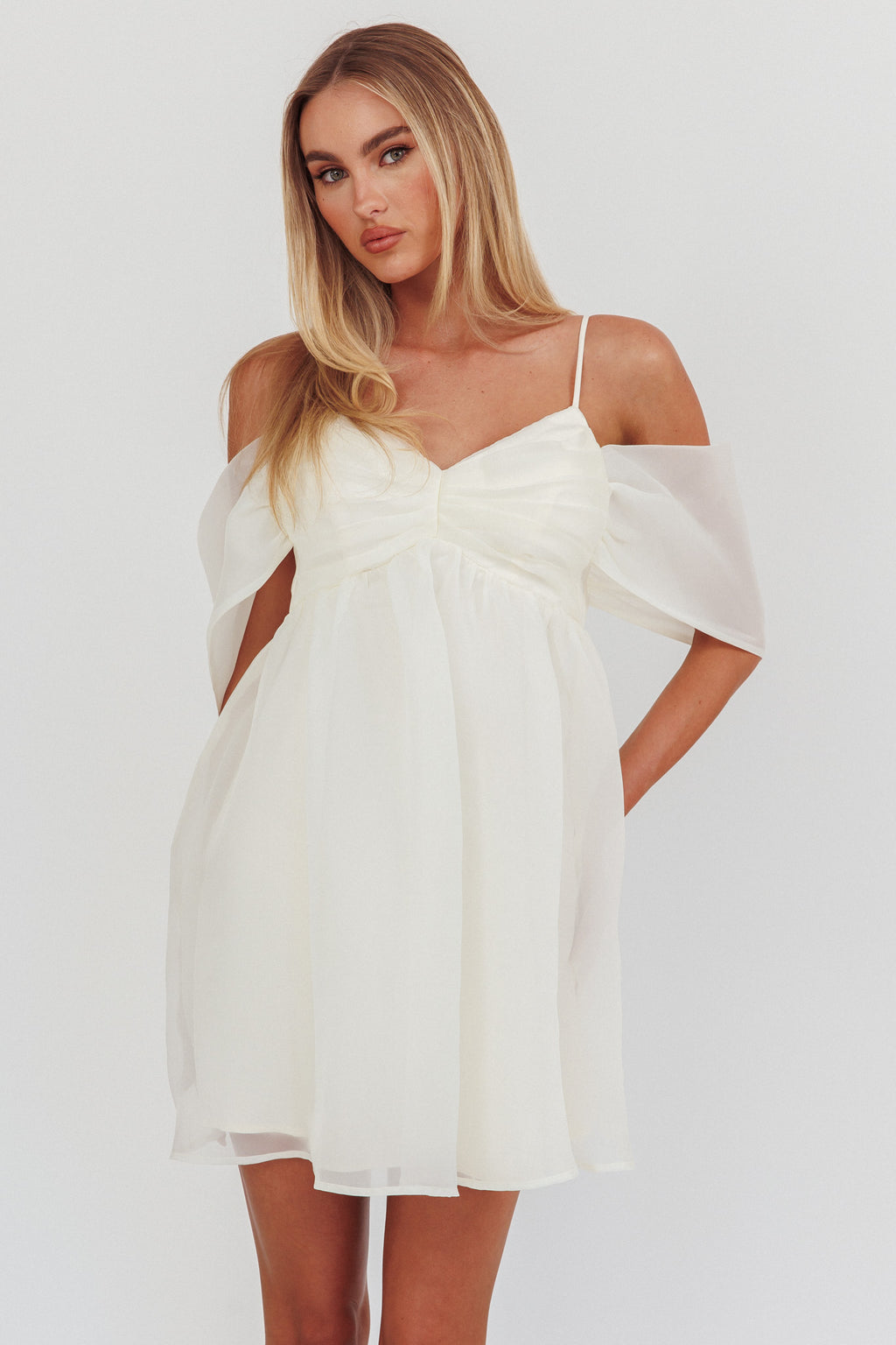 Little Liar Organza Mini Dress Light Beige by Selfie Leslie Australia