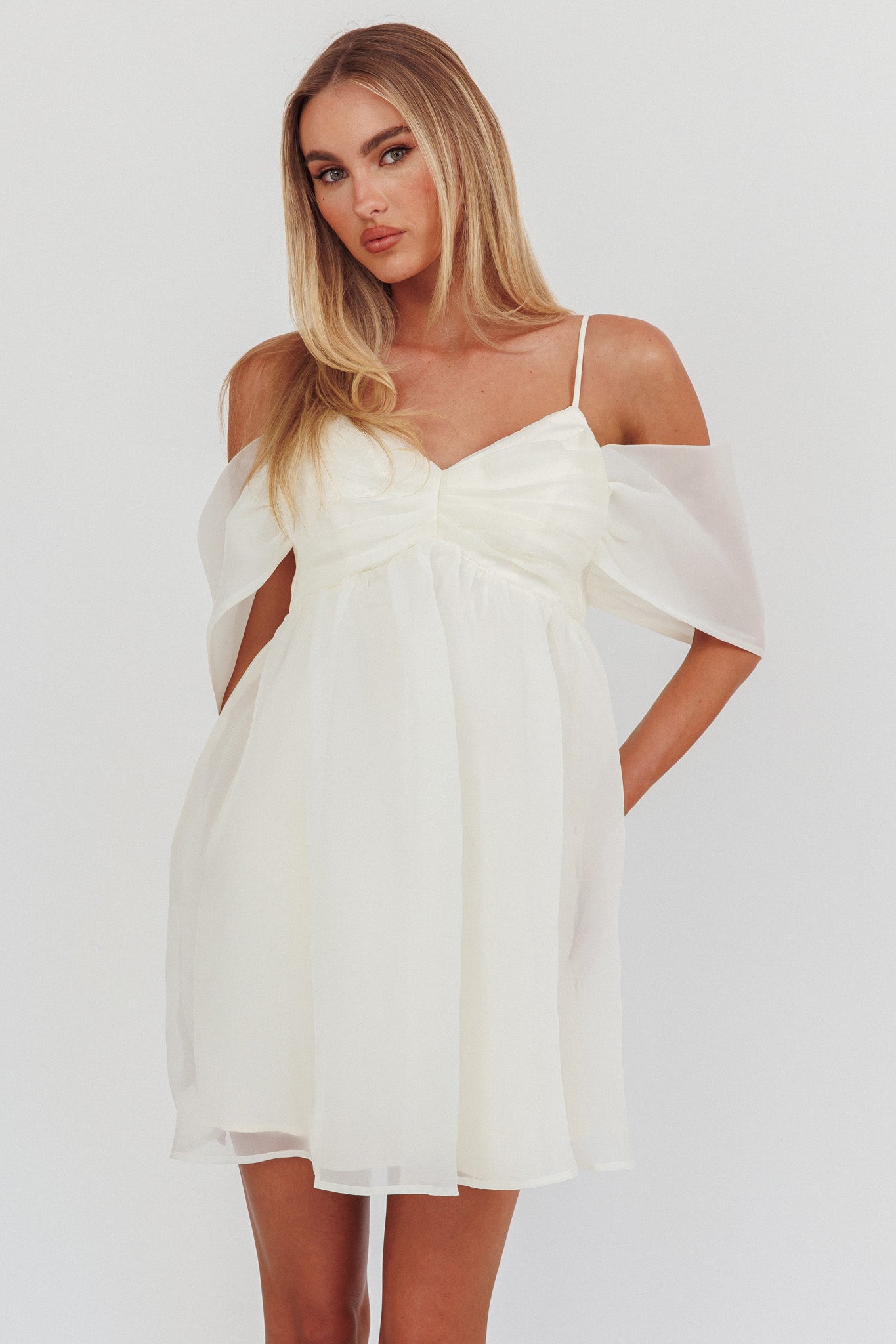 Little Liar Organza Mini Dress Light Beige by Selfie Leslie Australia