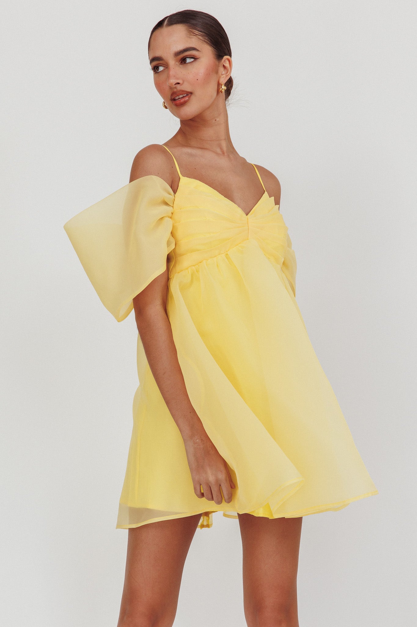 Little Liar Organza Mini Dress Yellow by Selfie Leslie Australia