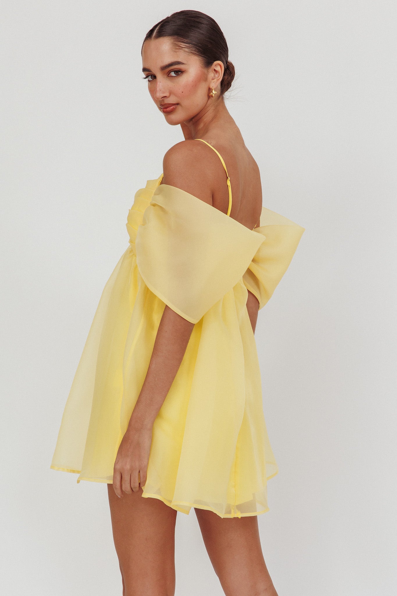 Little Liar Organza Mini Dress Yellow by Selfie Leslie Australia