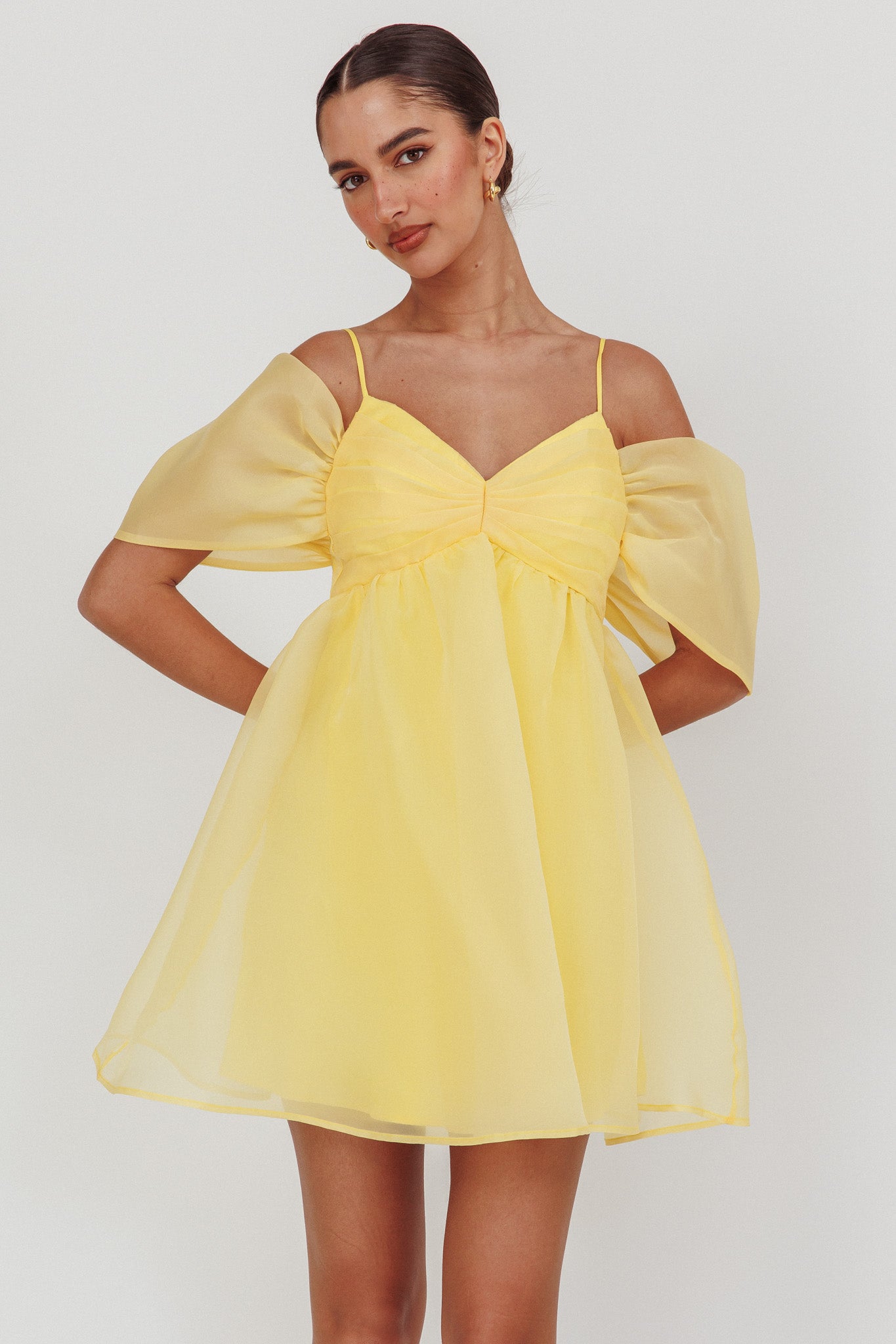 Little Liar Organza Mini Dress Yellow by Selfie Leslie Australia