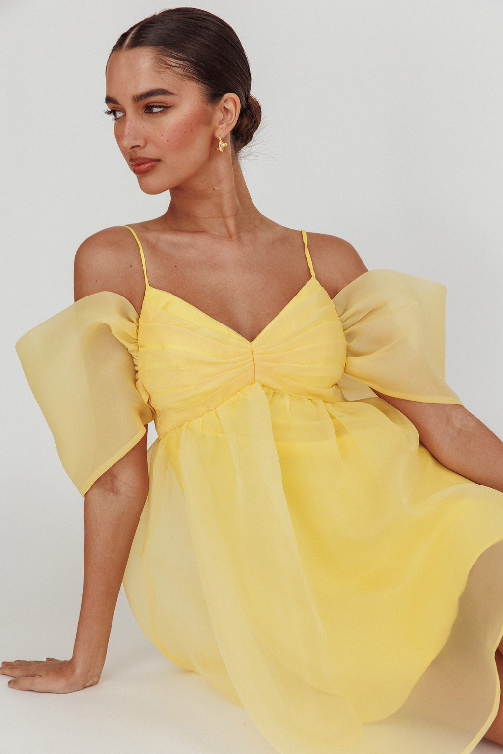 Little Liar Organza Mini Dress Yellow by Selfie Leslie Australia