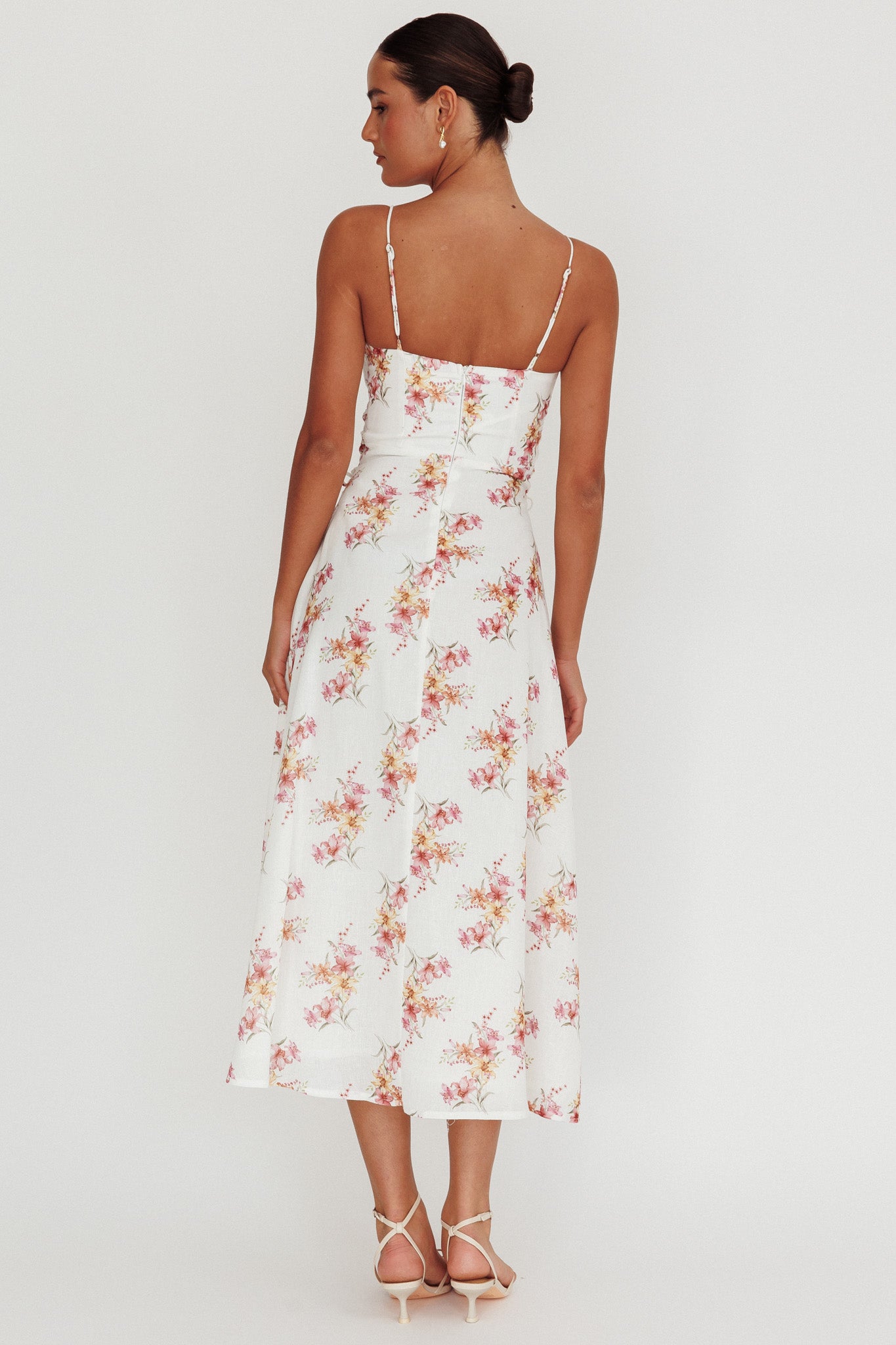 Kalaya Lace-Up Waist Midi Dress Floral by Selfie Leslie Australia