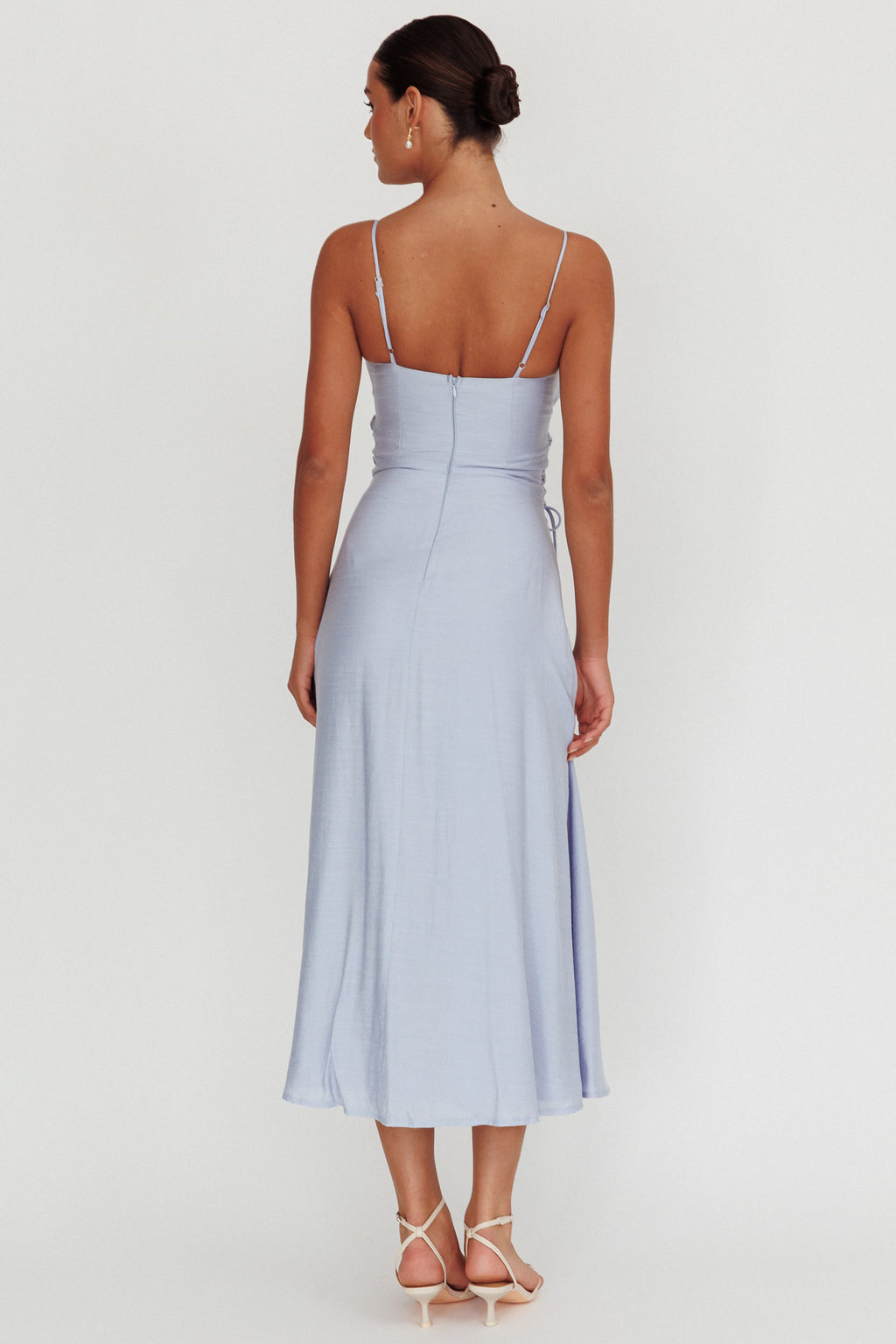 Kalaya Lace-Up Waist Midi Dress Light Blue by Selfie Leslie Australia