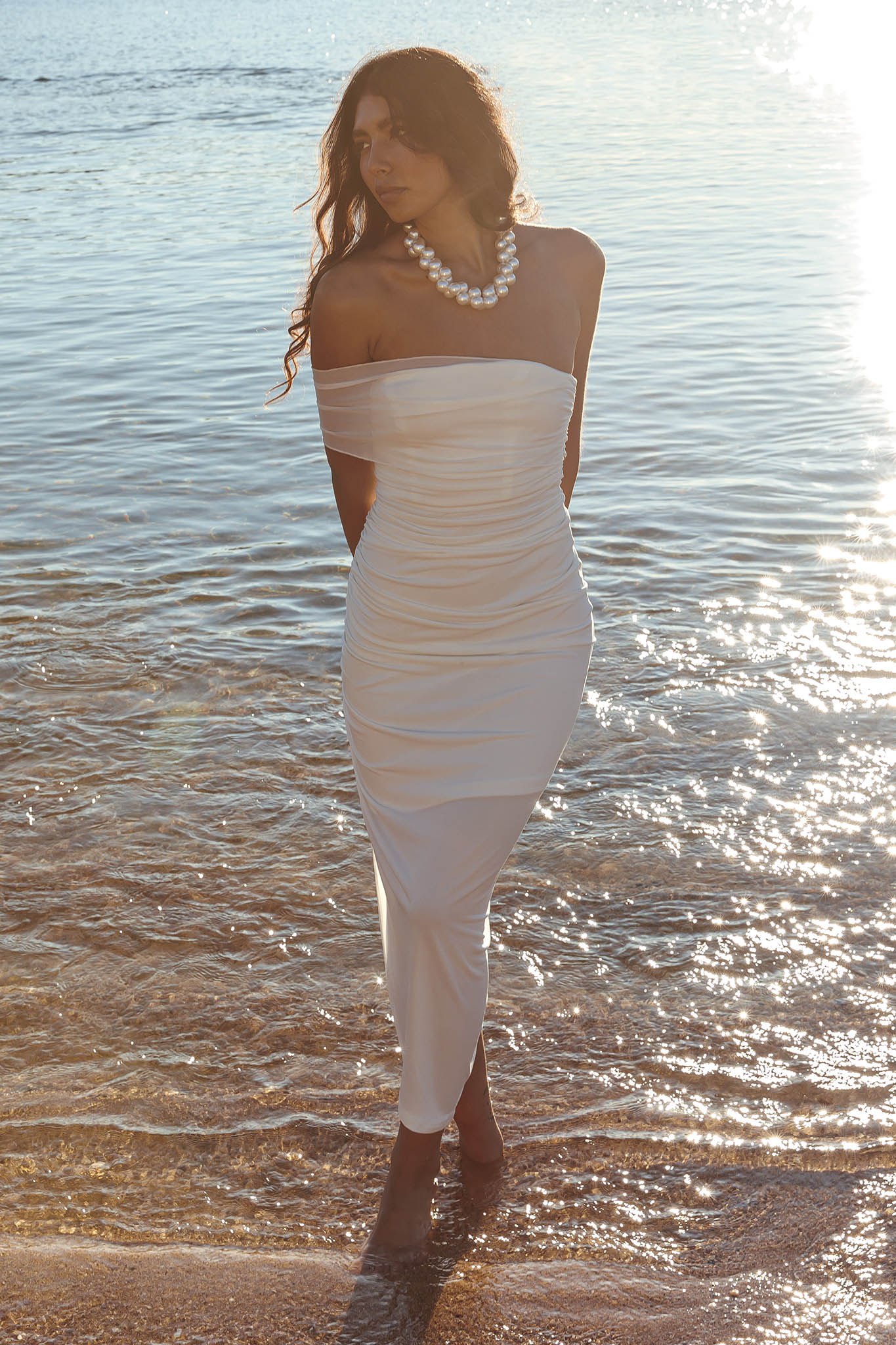 Matches One Shoulder Bodycon Maxi Dress White by Selfie Leslie Australia