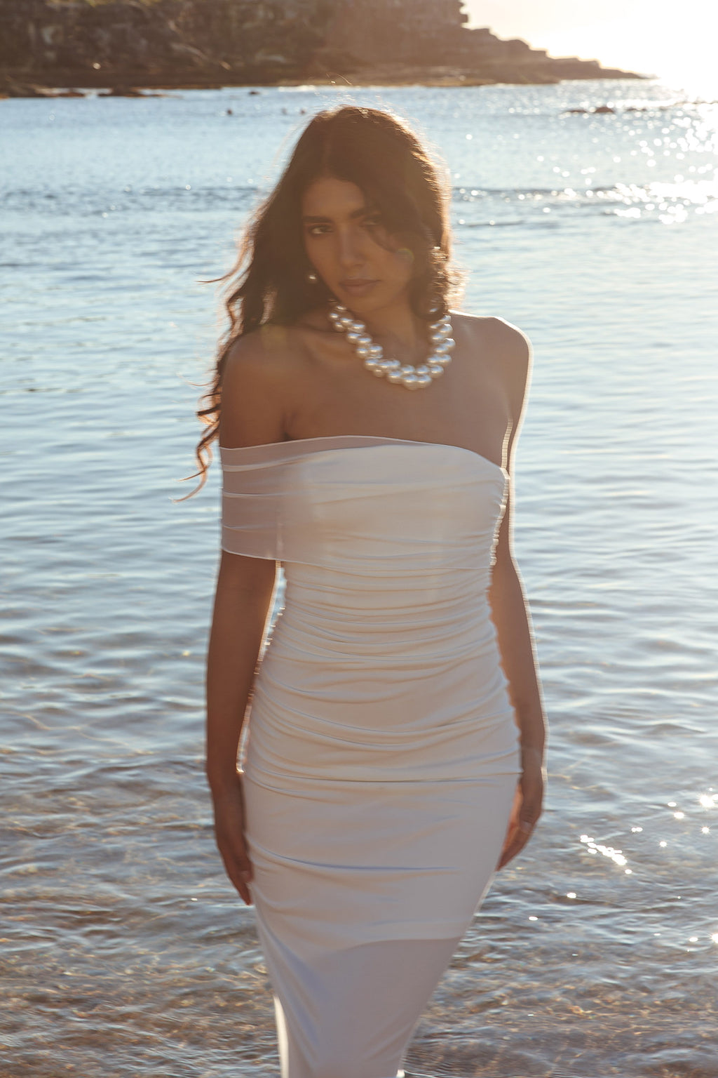 Matches One Shoulder Bodycon Maxi Dress White by Selfie Leslie Australia