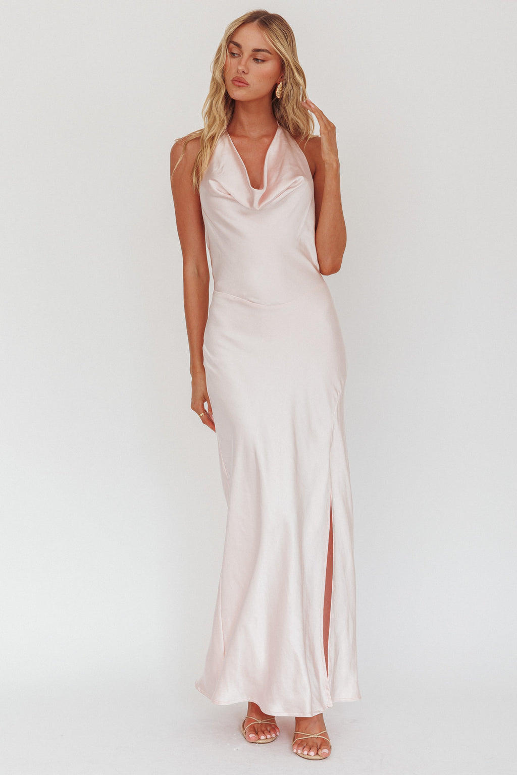 Element Tied Halter Maxi Dress Pink by Selfie Leslie Australia