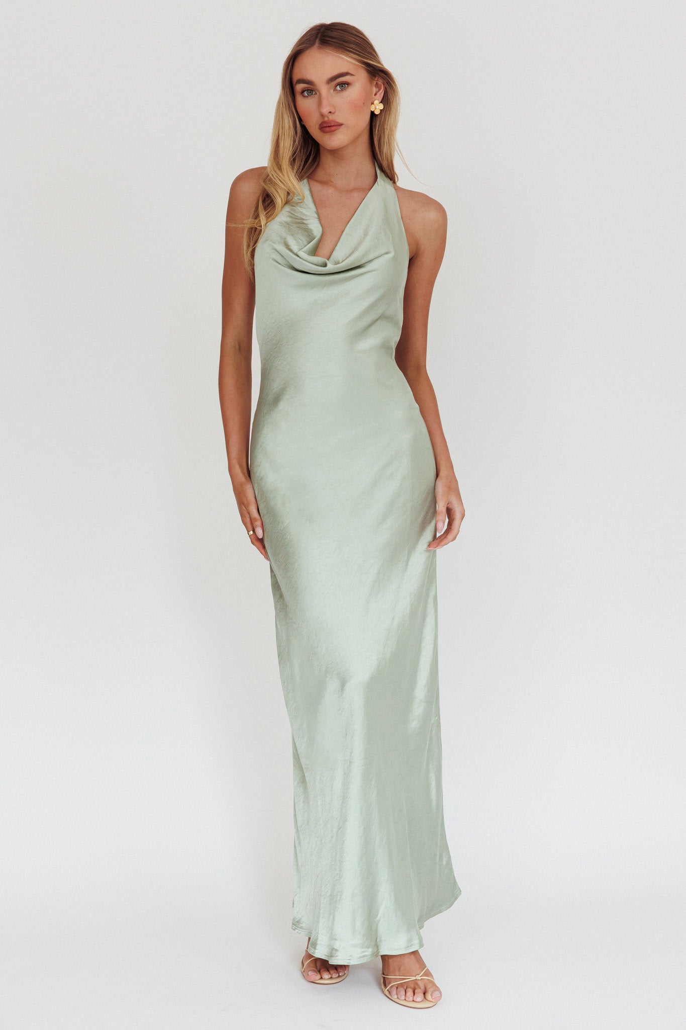 Element Halterneck Maxi Dress Matcha by Selfie Leslie Australia