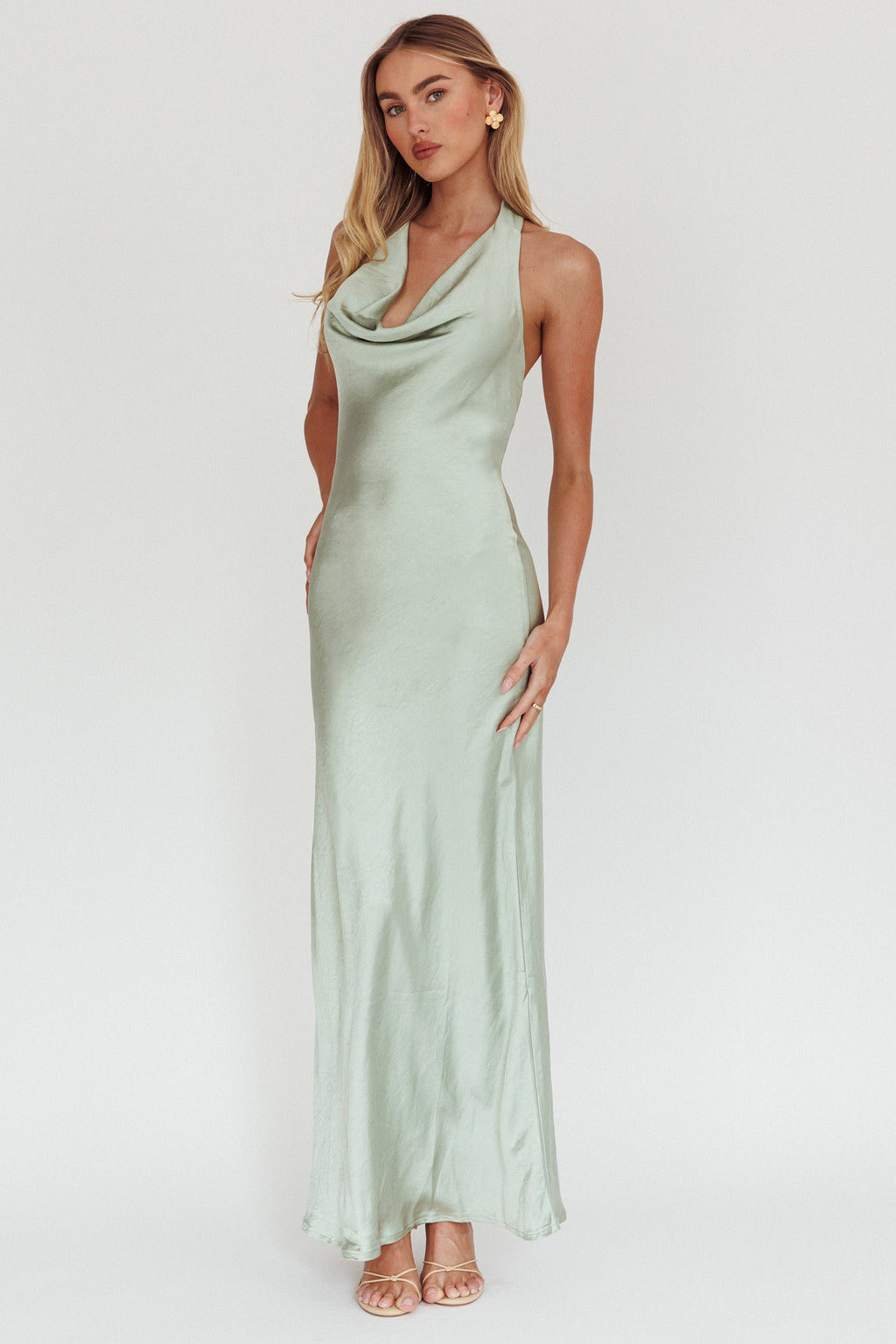 Element Halterneck Maxi Dress Matcha by Selfie Leslie Australia
