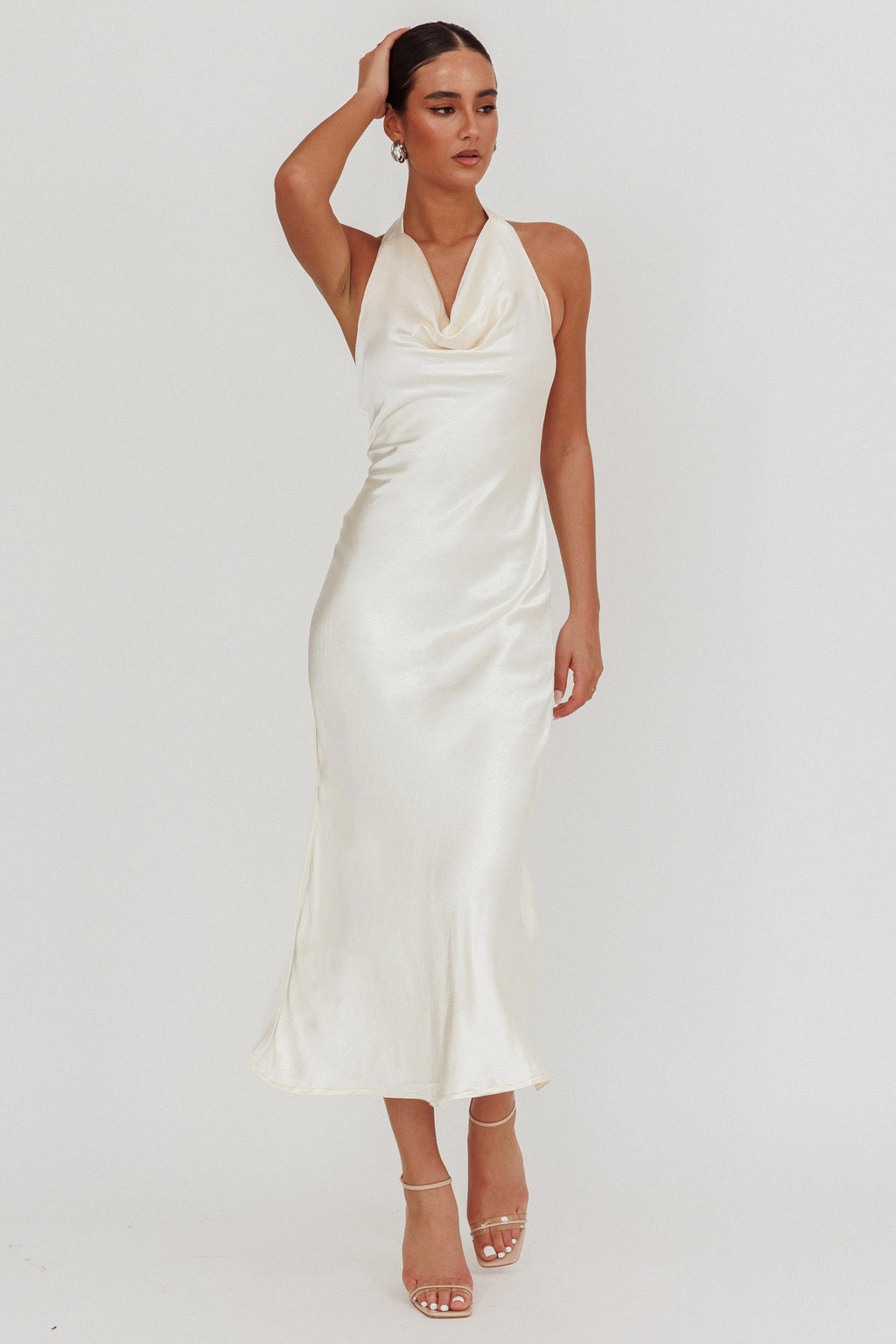 Element Halterneck Maxi Dress Champagne by Selfie Leslie Australia