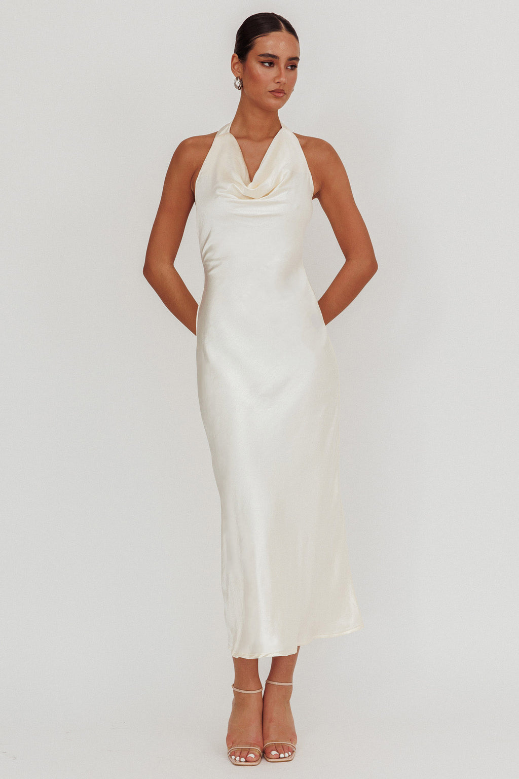 Element Halterneck Maxi Dress Champagne by Selfie Leslie Australia