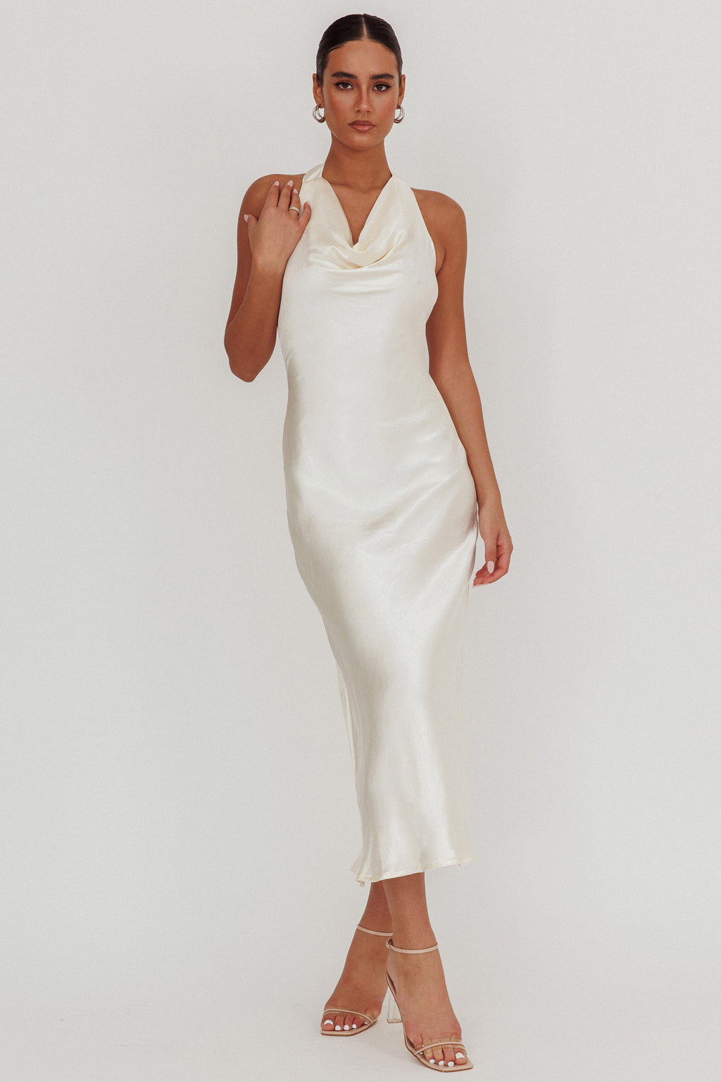Element Halterneck Maxi Dress Champagne by Selfie Leslie Australia